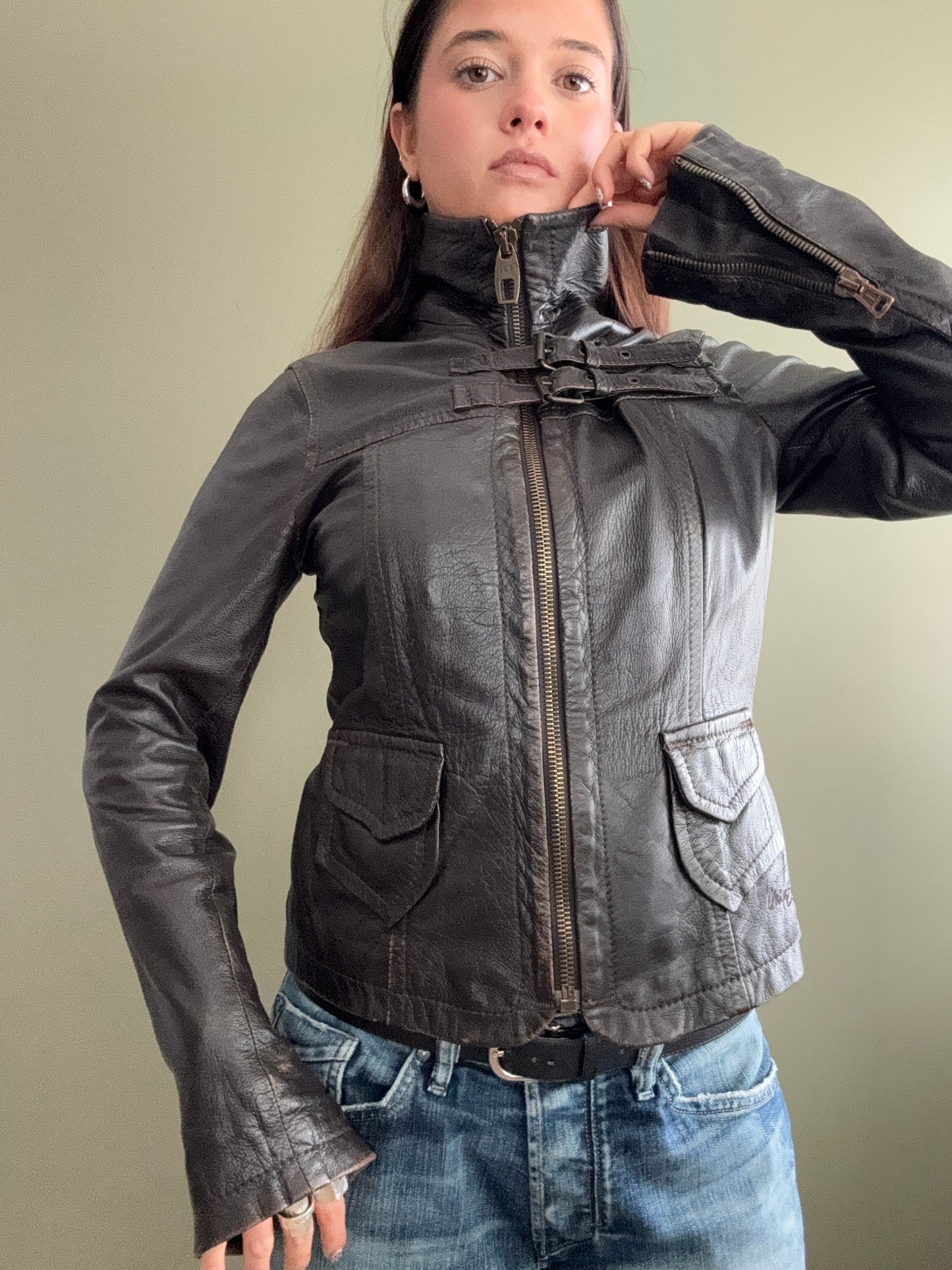 Miss Sixty Fitted Leather Jacket (M)