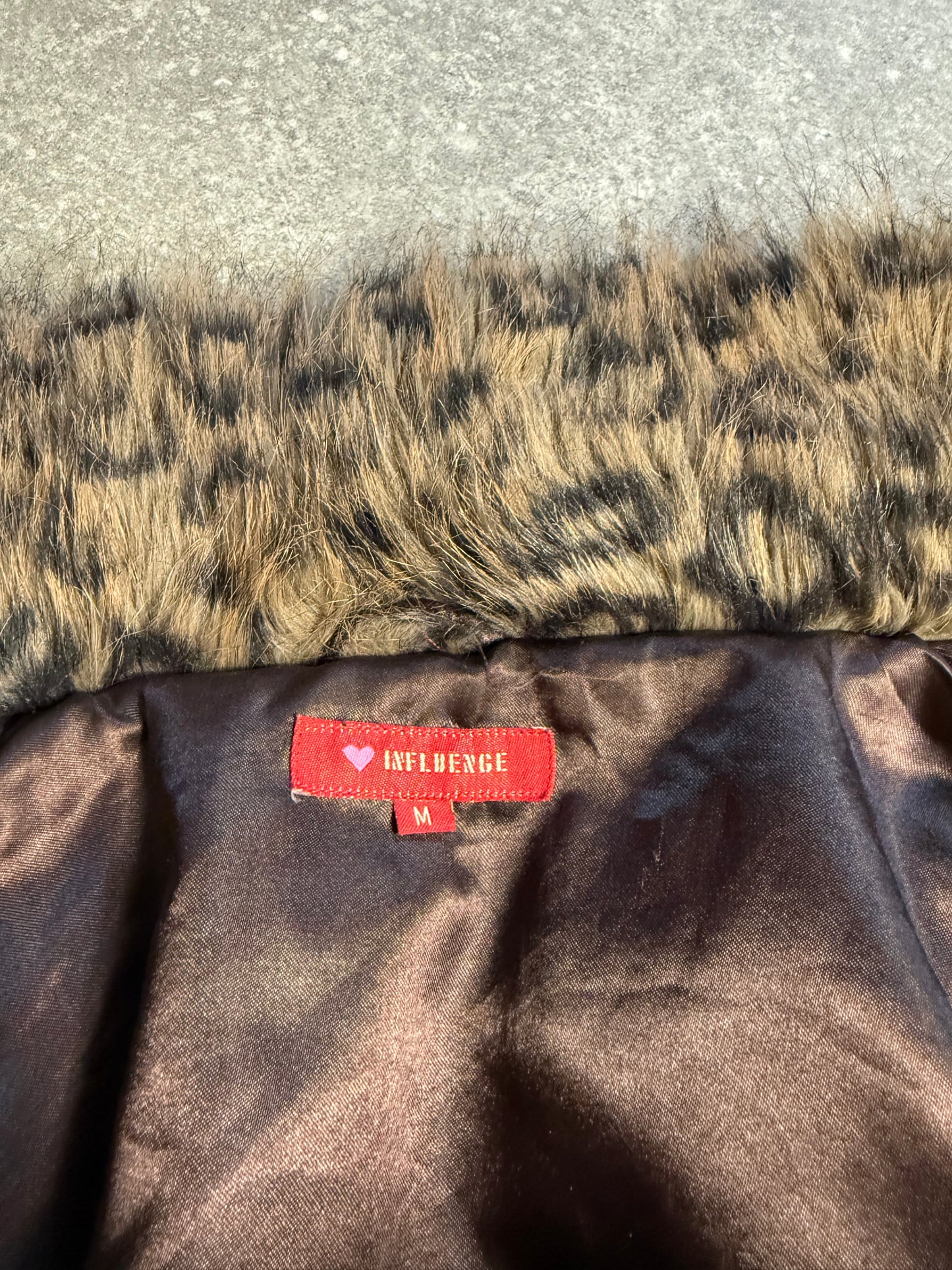 Leopard Faux Fur Jacket (M)