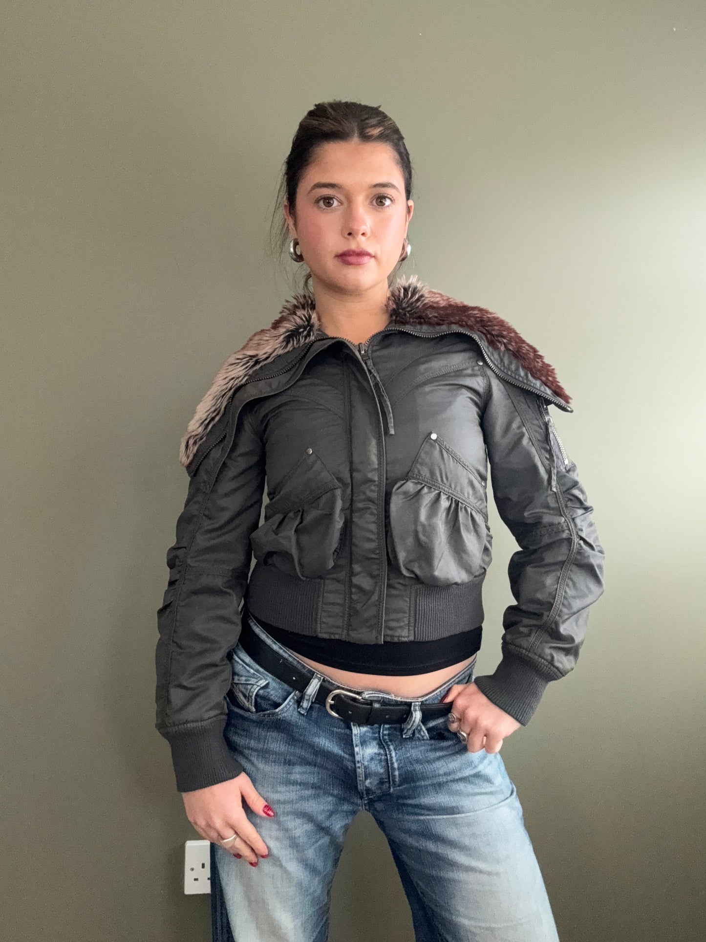 Cropped Bomber Jacket (UK6)
