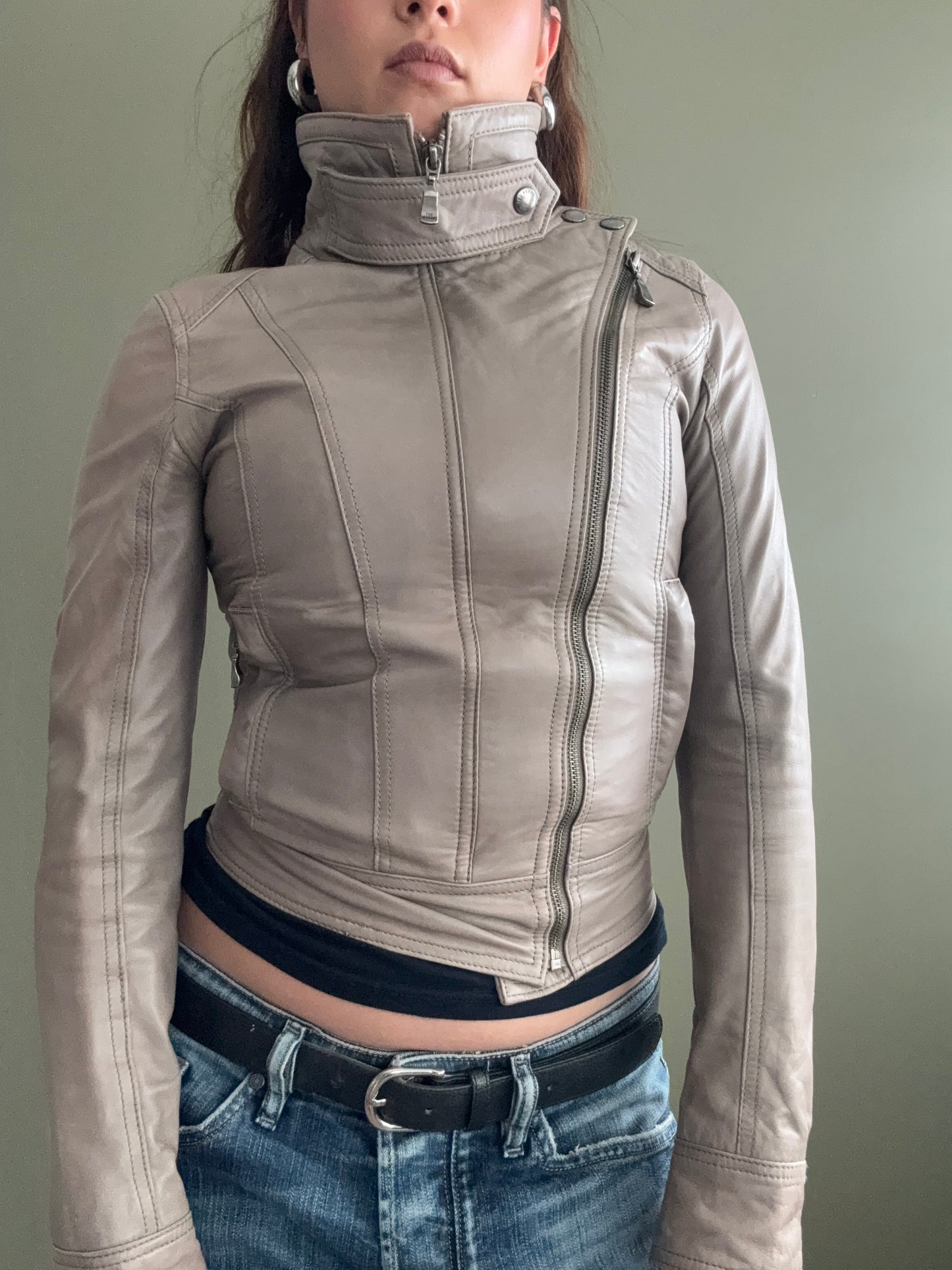 Ted Baker Fitted Leather Jacket (XS)