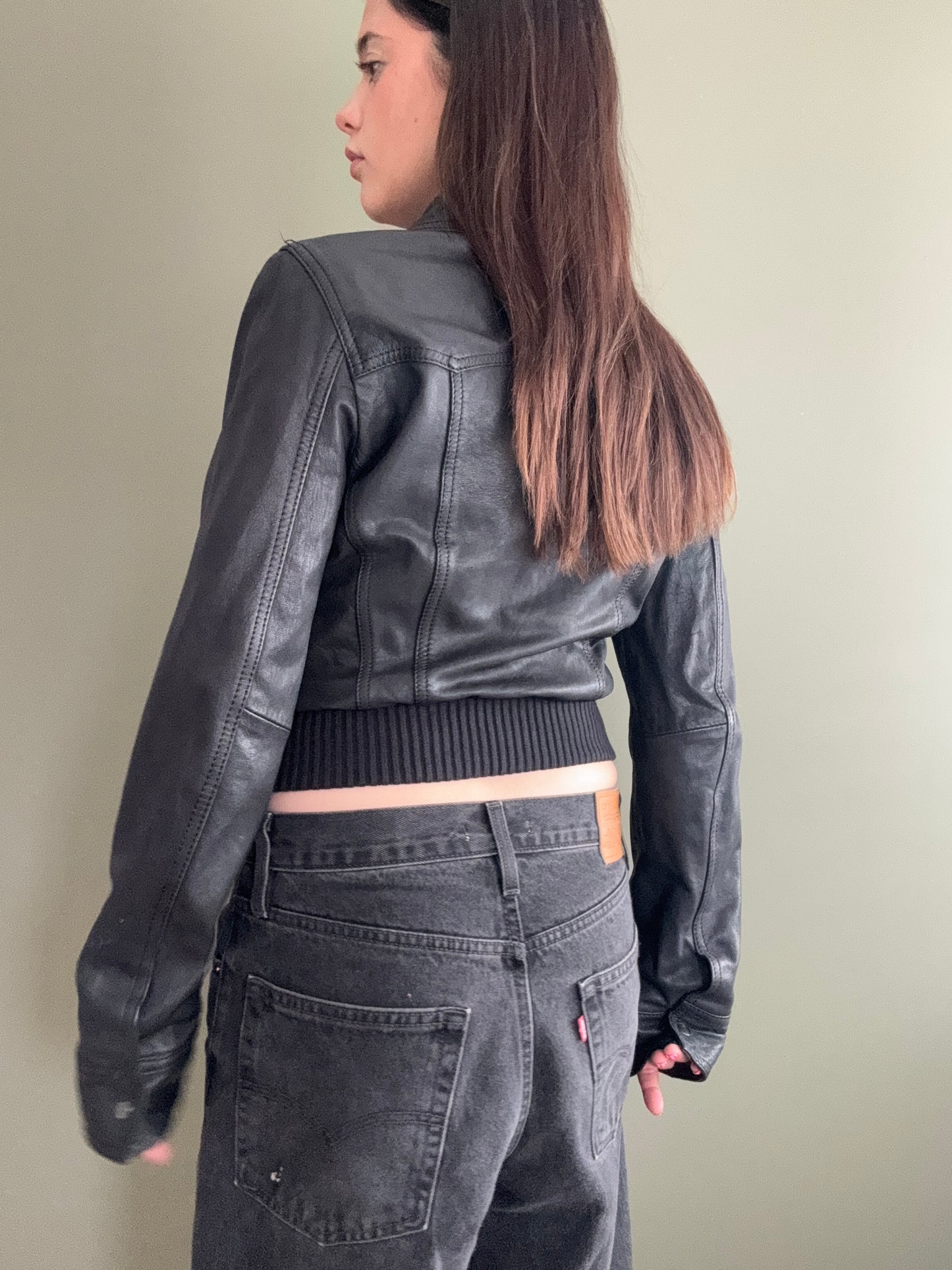 Leather Bomber Jacket (L)
