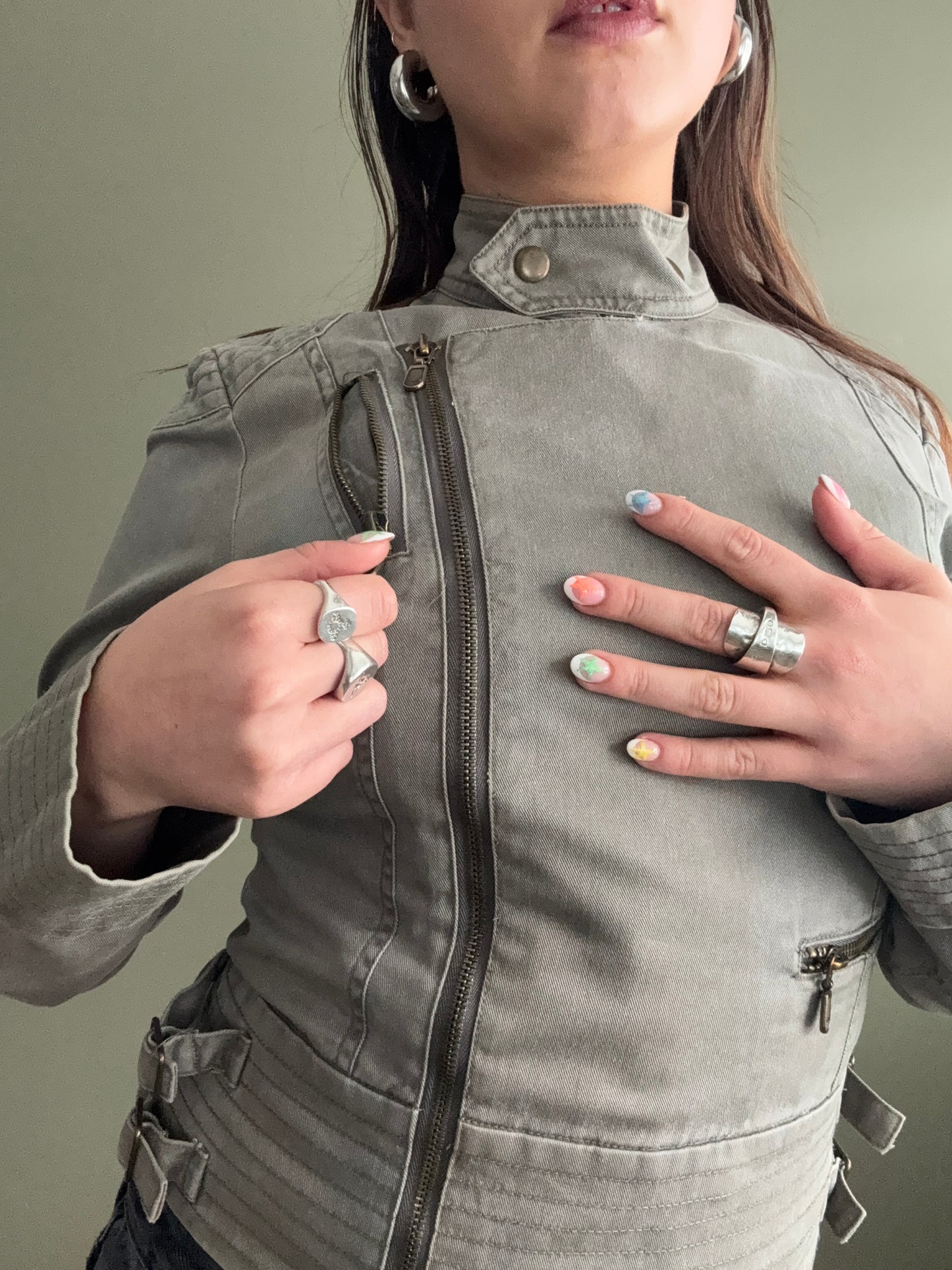 Khaki Biker Jacket (UK10)