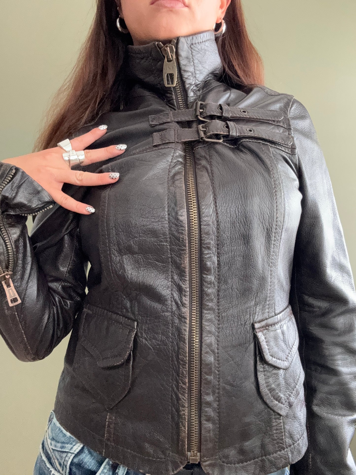 Miss Sixty Fitted Leather Jacket (M)