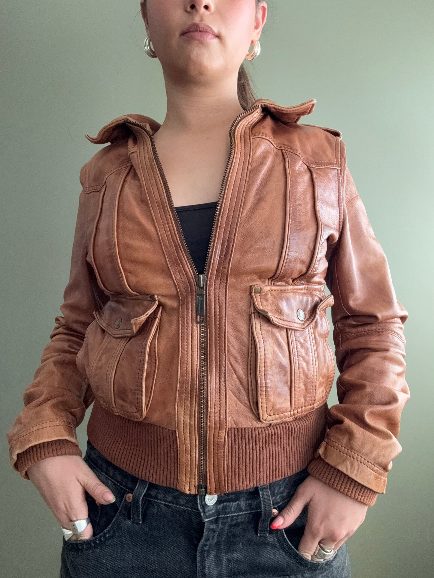 Leather Bomber Jacket (UK10)