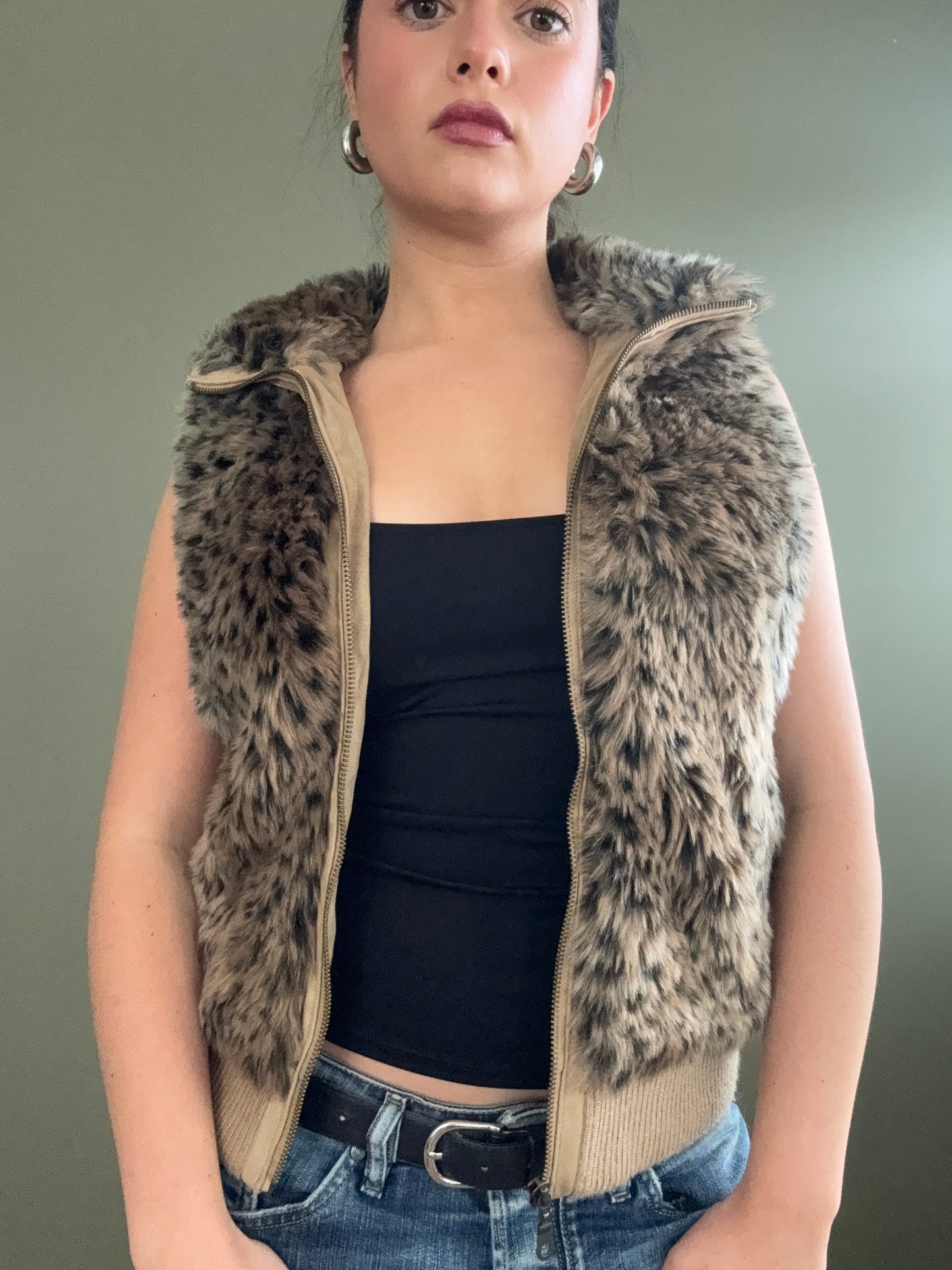 Faux Fur Leopard Gilet (UK12)