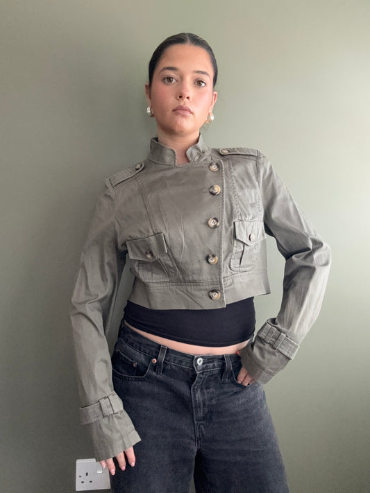 Jane Norman Khaki Cropped Jacket (UK14)