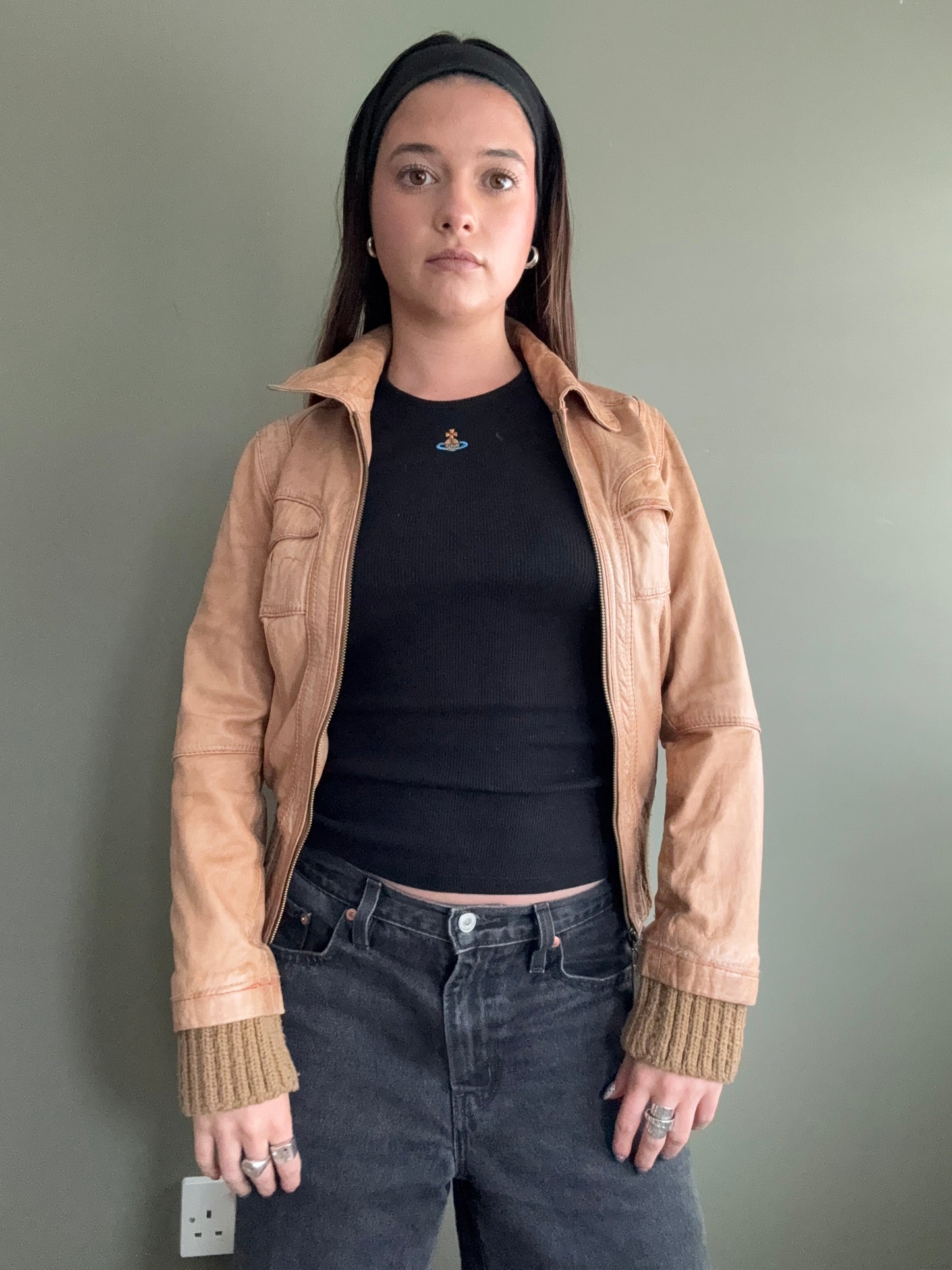 Leather Bomber Jacket (UK10)
