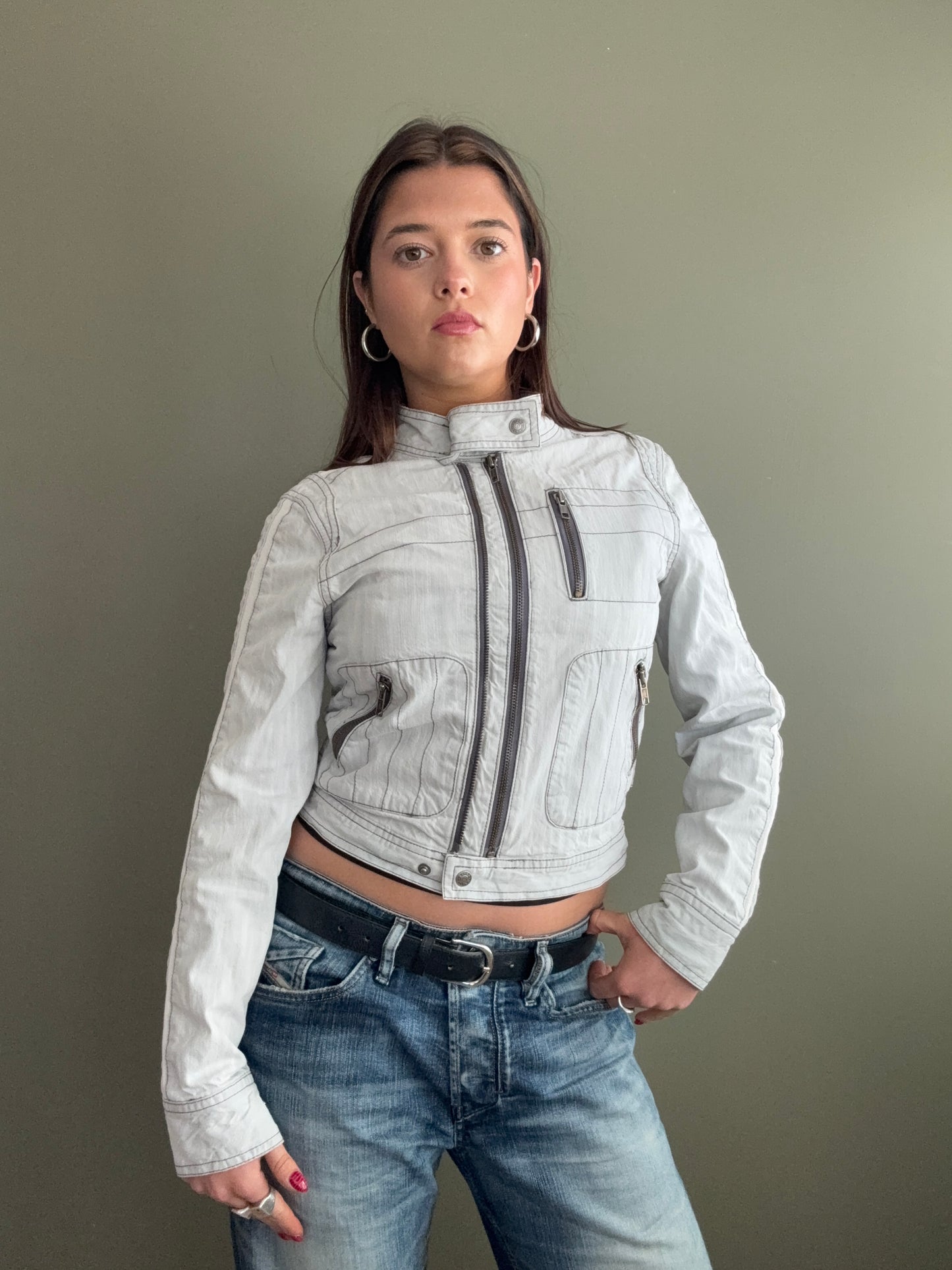 Grey Biker Jacket (UK10)