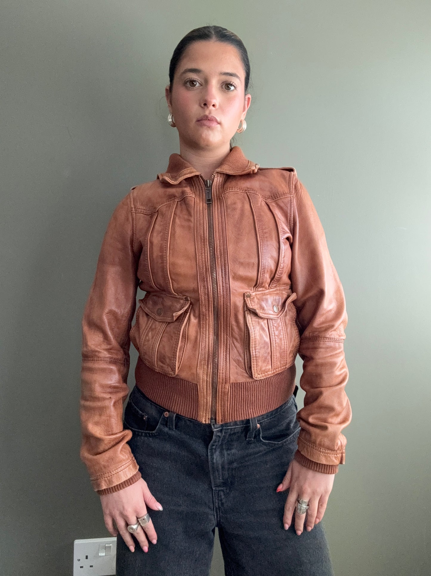 Leather Bomber Jacket (UK10)