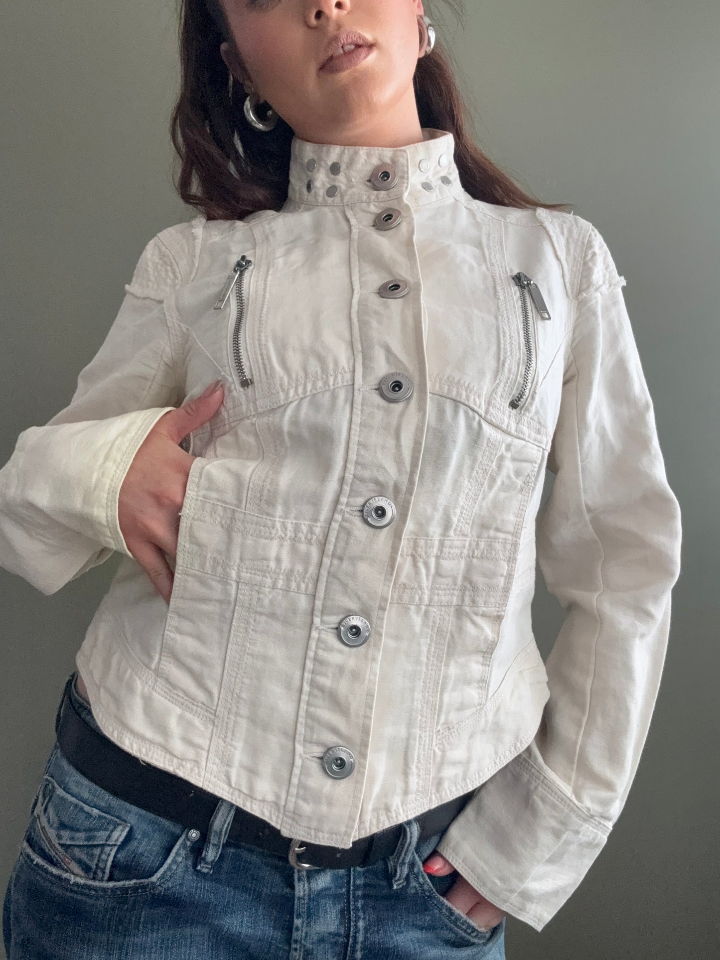 Y2K Cream Corset Jacket (UK14)