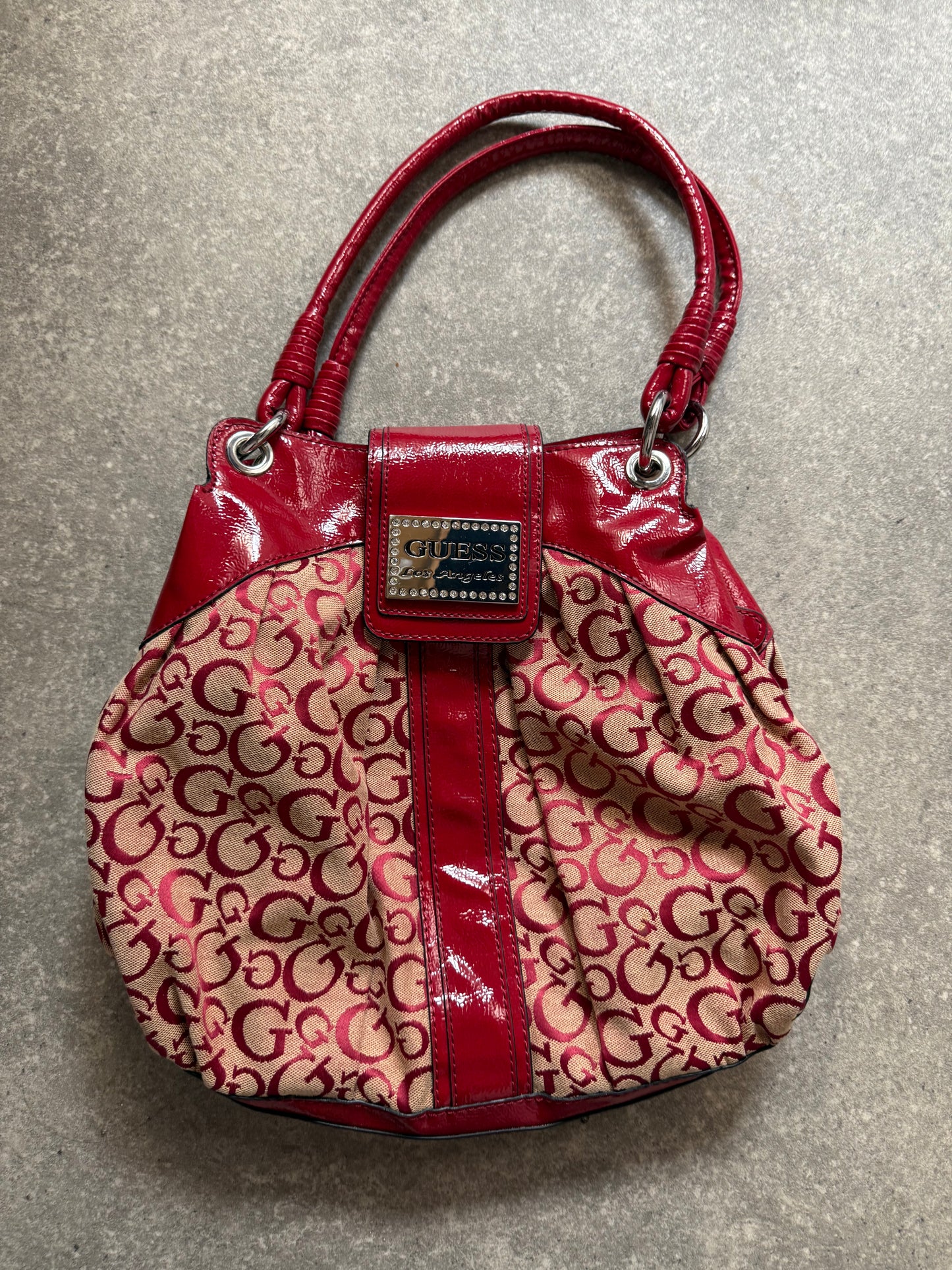 Red Guess Monogram Handbag