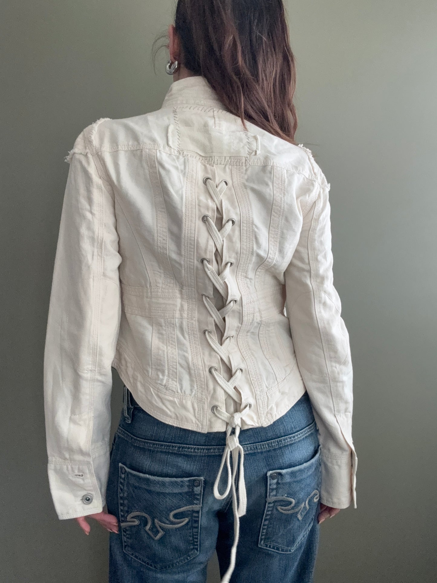 Y2K Cream Corset Jacket (UK14)