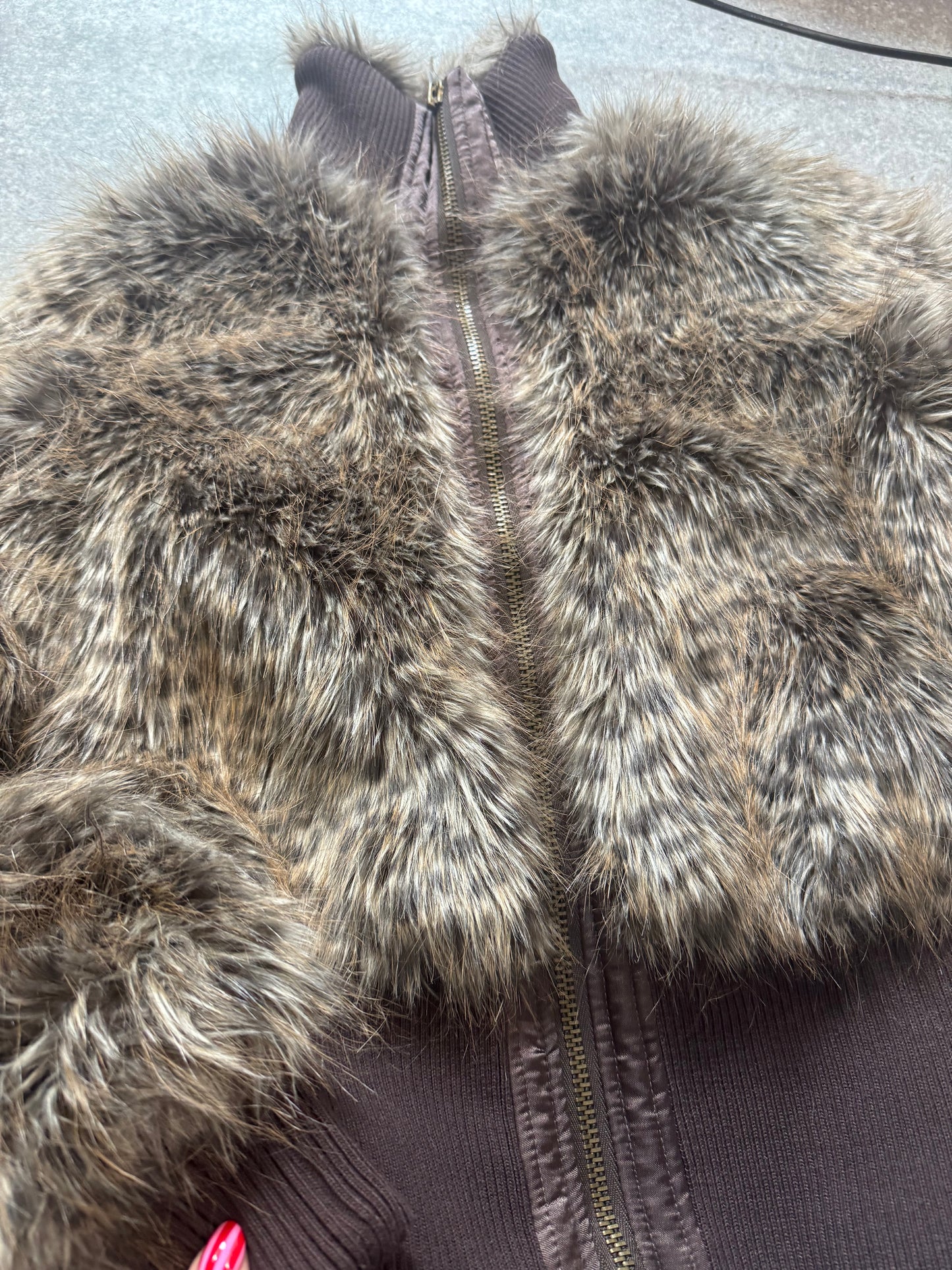 Faux Fur Leopard Bomber Jacket (UK10)