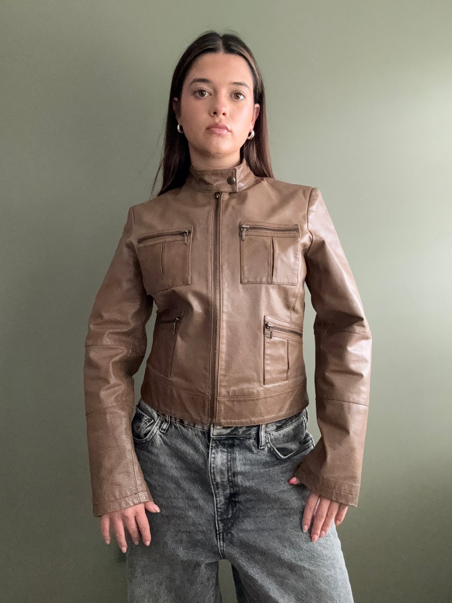 Leather Cargo Jacket (UK10)