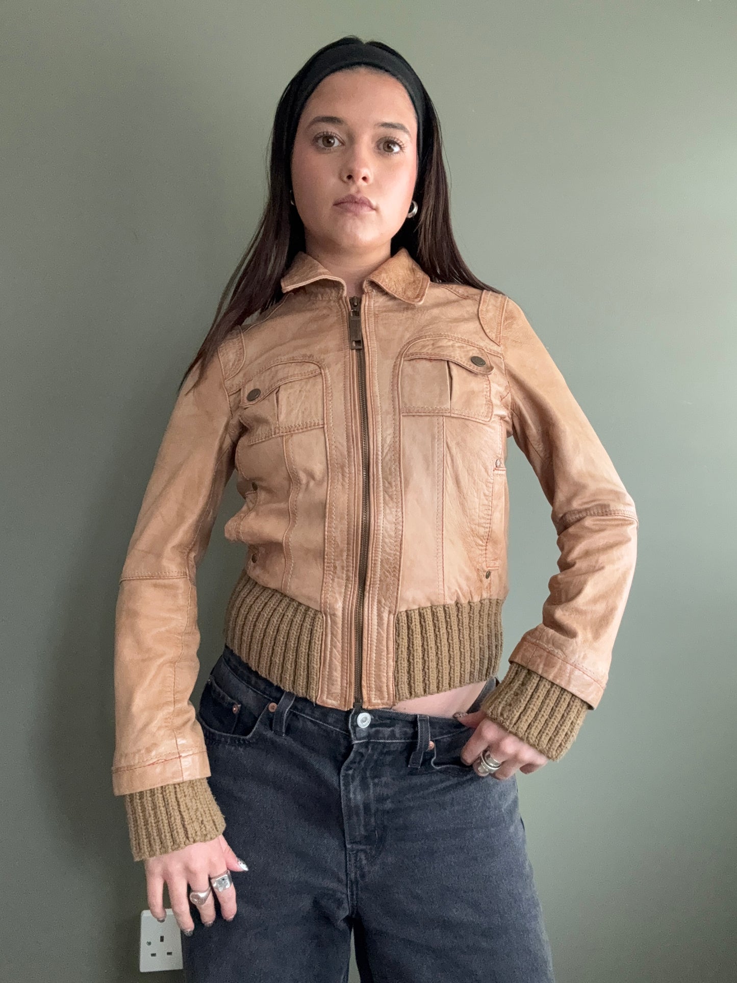 Leather Bomber Jacket (UK10)