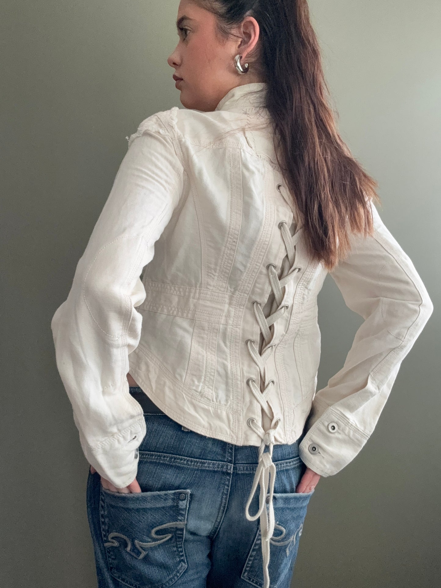 Y2K Cream Corset Jacket (UK14)