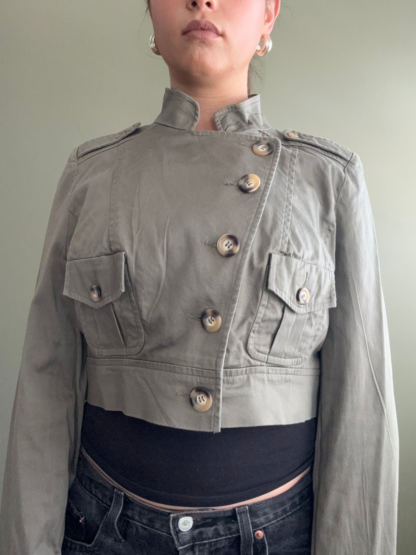 Jane Norman Khaki Cropped Jacket (UK14)