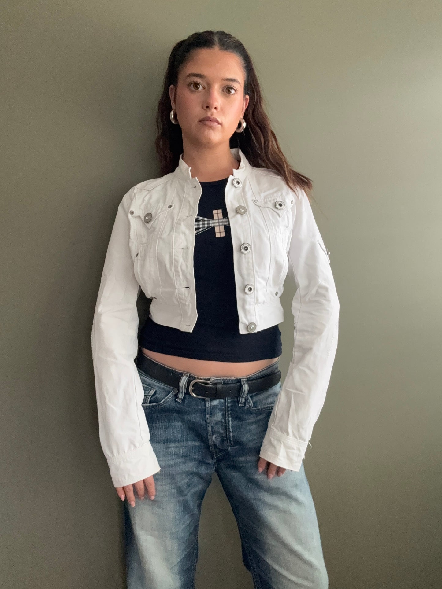 Y2K Cropped Denim Jacket (UK12)