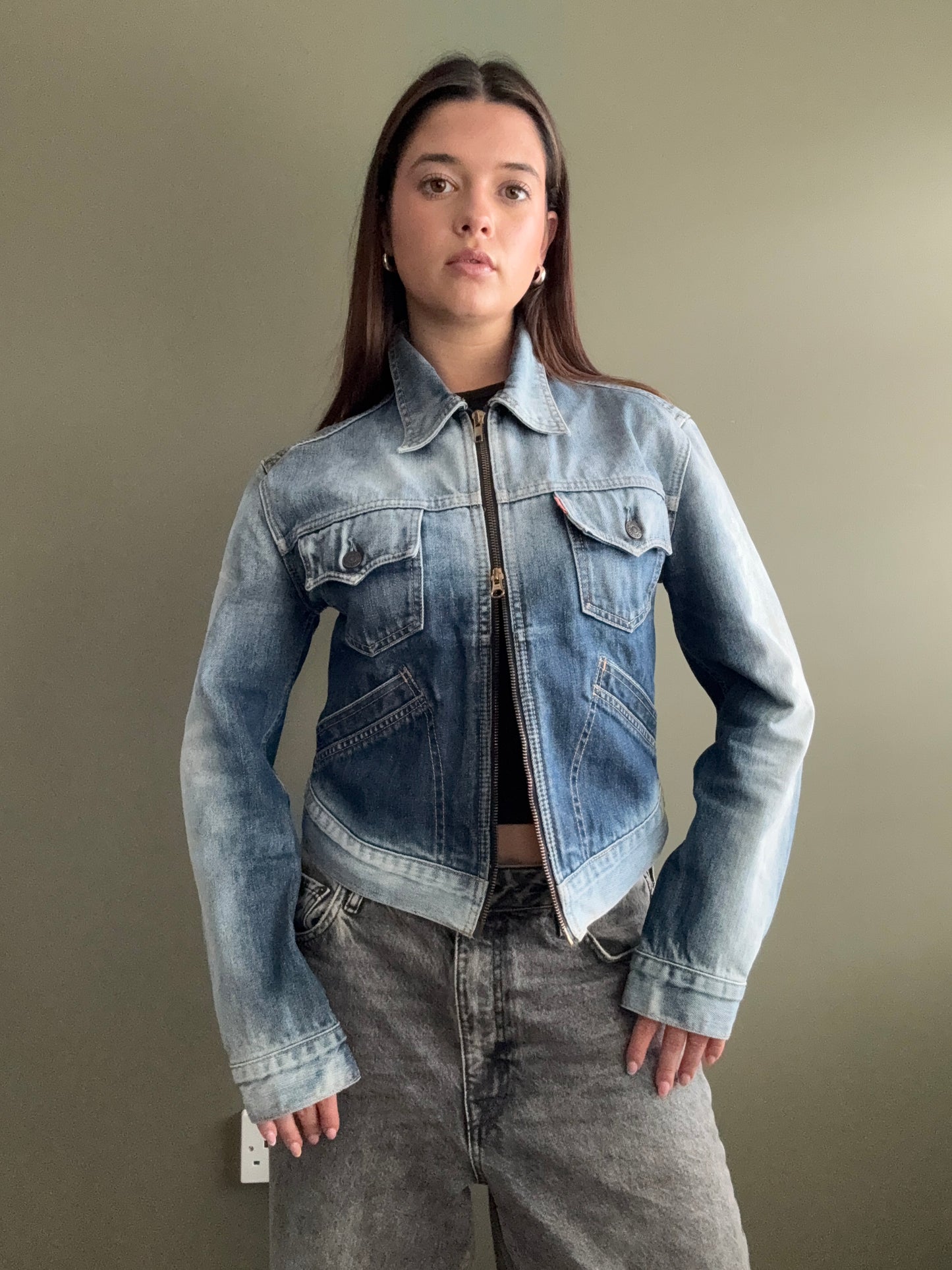 Levis Double Zip Denim Jacket (L)
