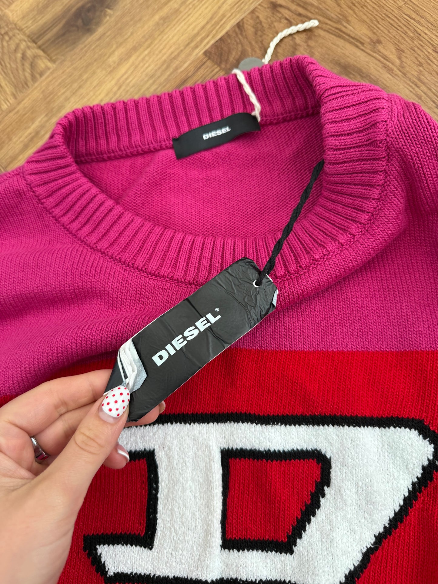 Pink Cropped Diesel Knit Jumper (M)
