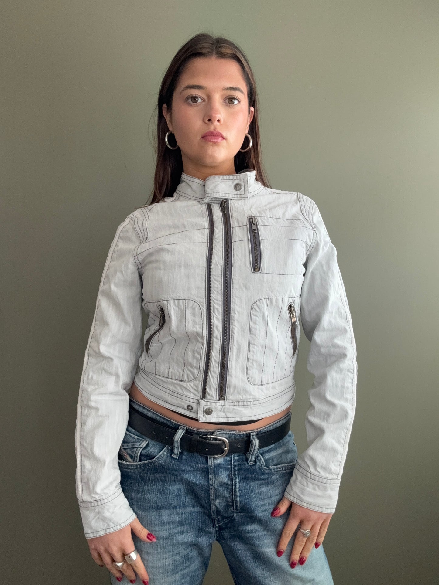 Grey Biker Jacket (UK10)