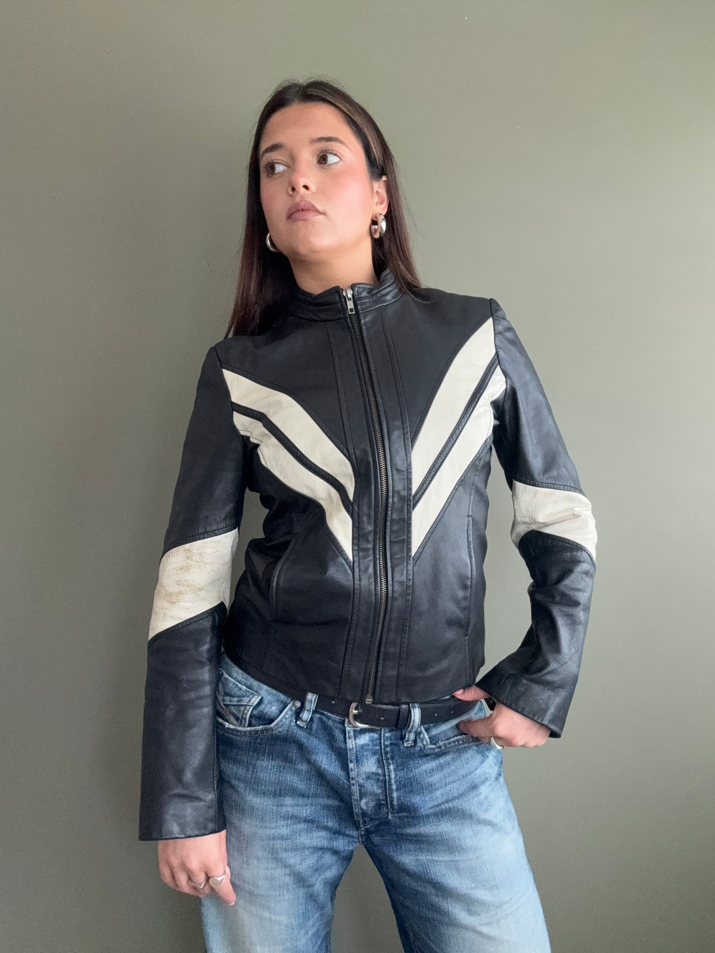 Leather Biker Jacket (M)