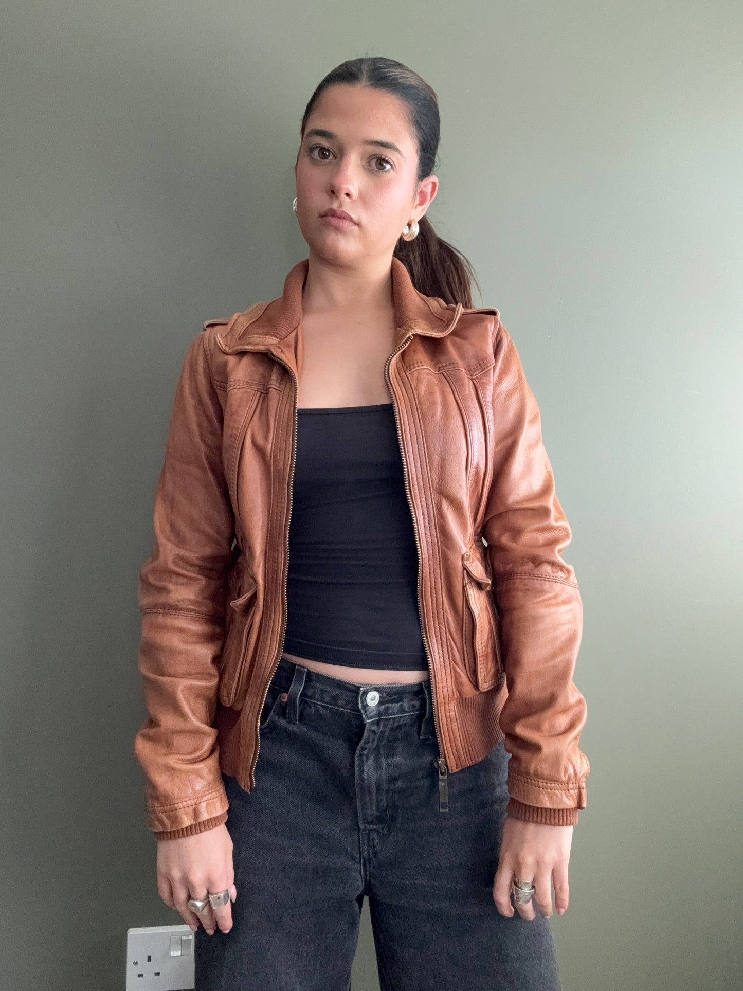 Leather Bomber Jacket (UK10)