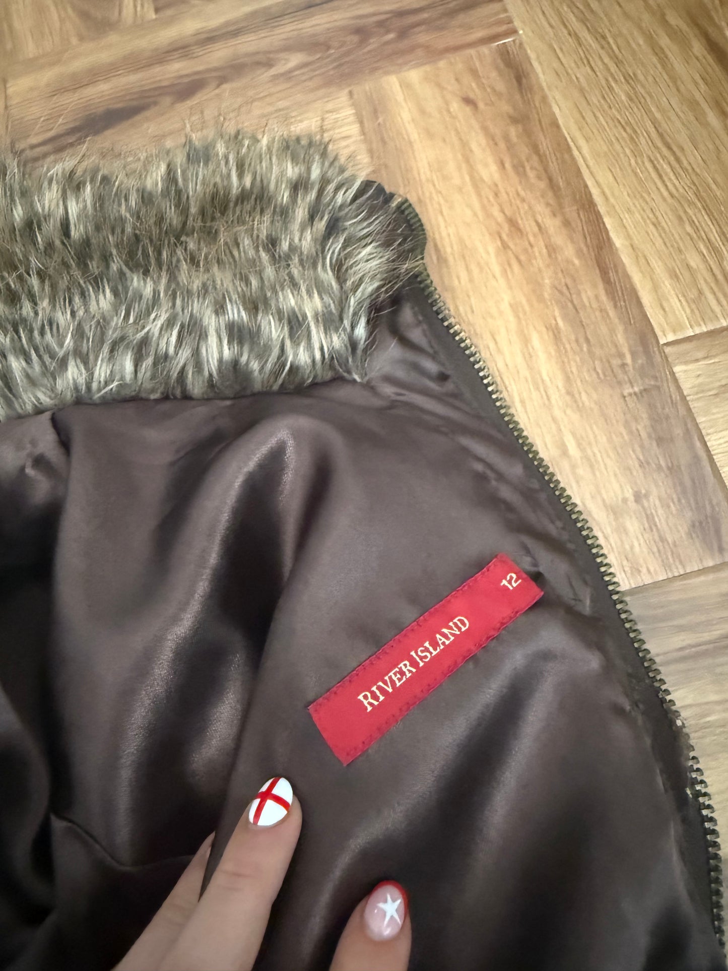 Faux Fur Leopard Bomber Jacket (UK12)