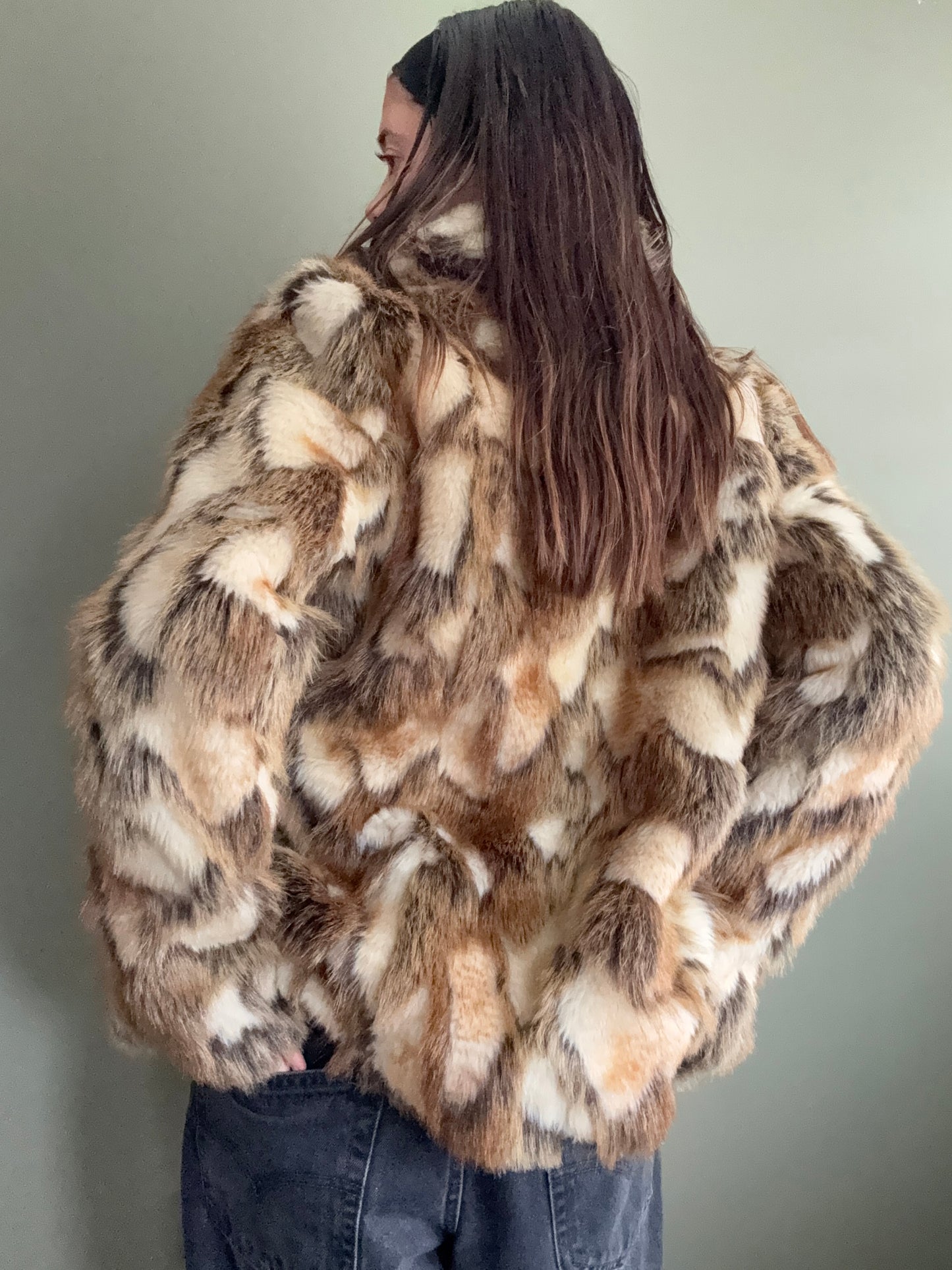 Faux Fur Patchwork Jacket (UK10)