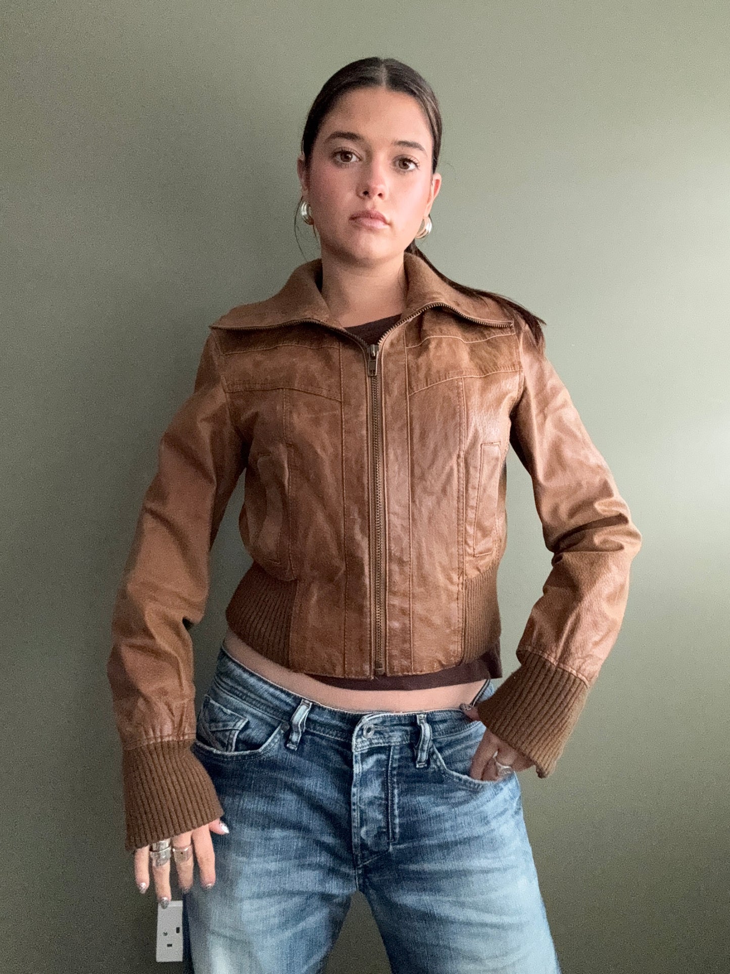 Leather Fitted Jacket (UK12)