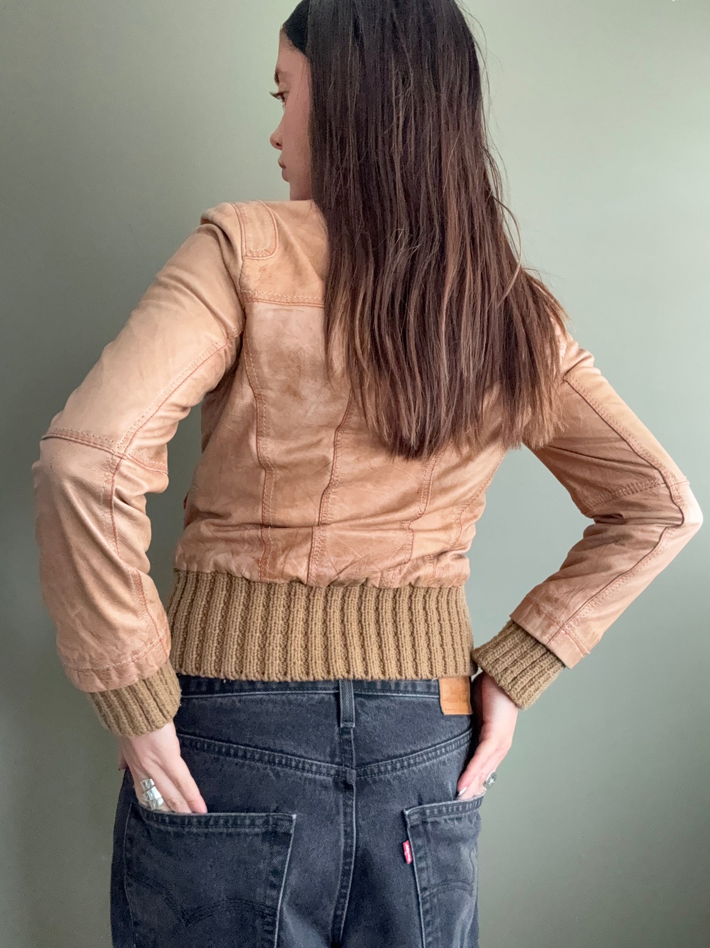 Leather Bomber Jacket (UK10)