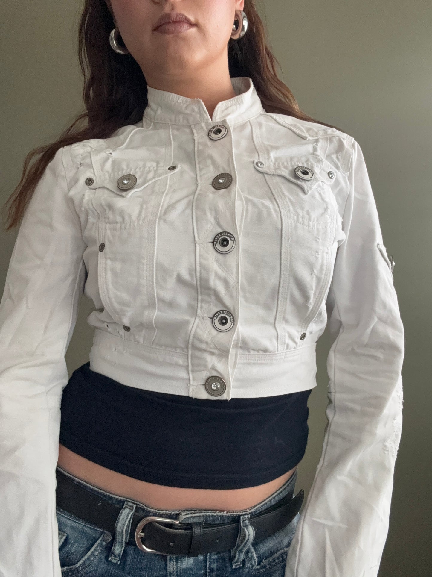 Y2K Cropped Denim Jacket (UK12)