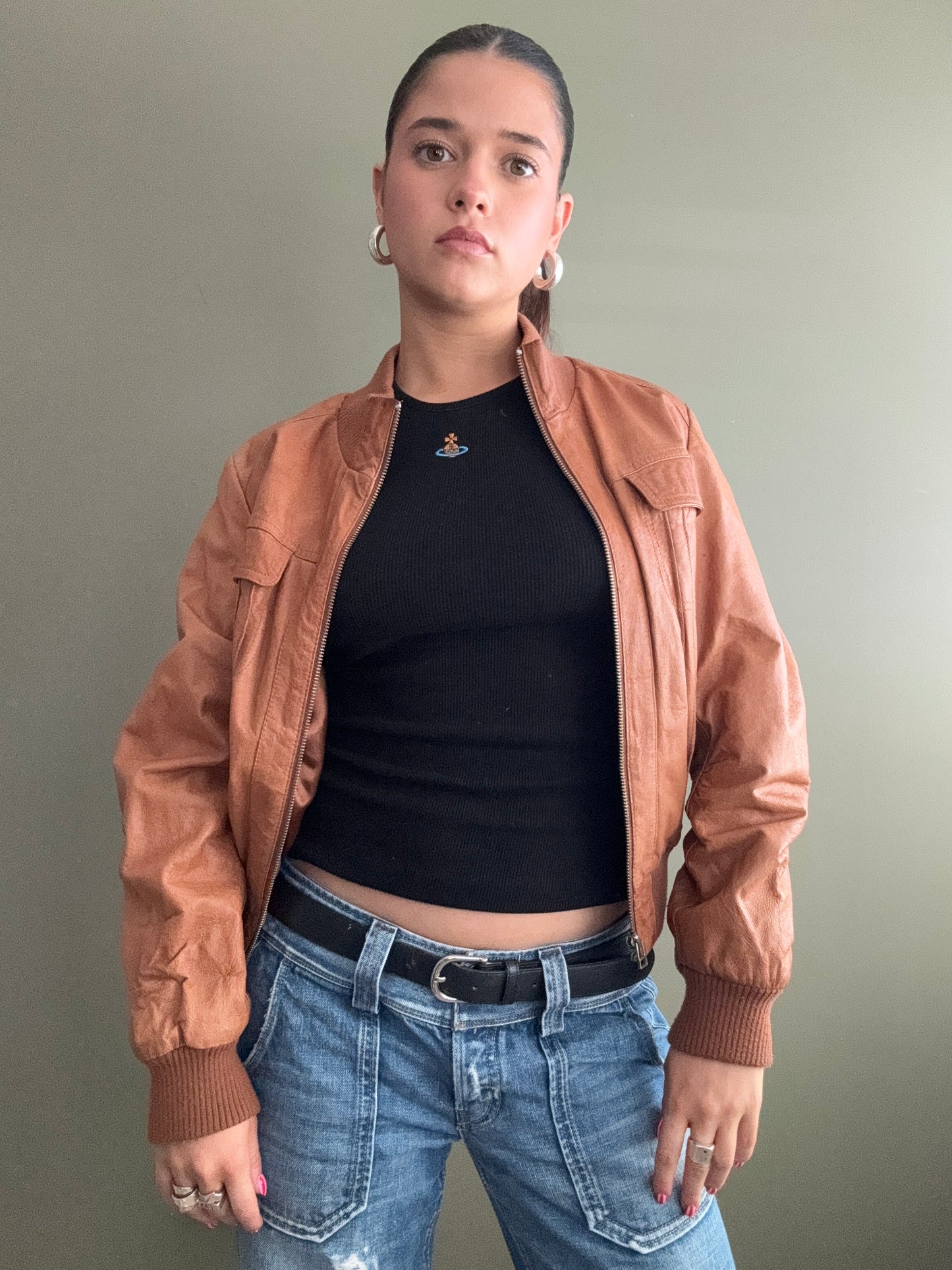 Tan Leather Jacket (UK14)