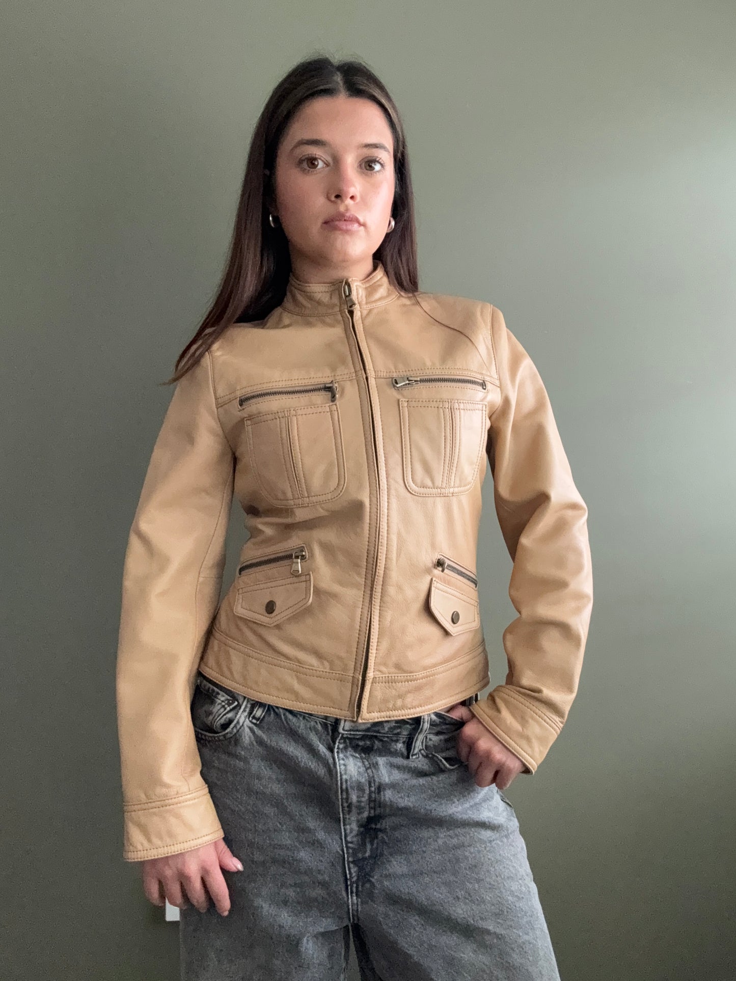 Leather Cargo Jacket (XS)