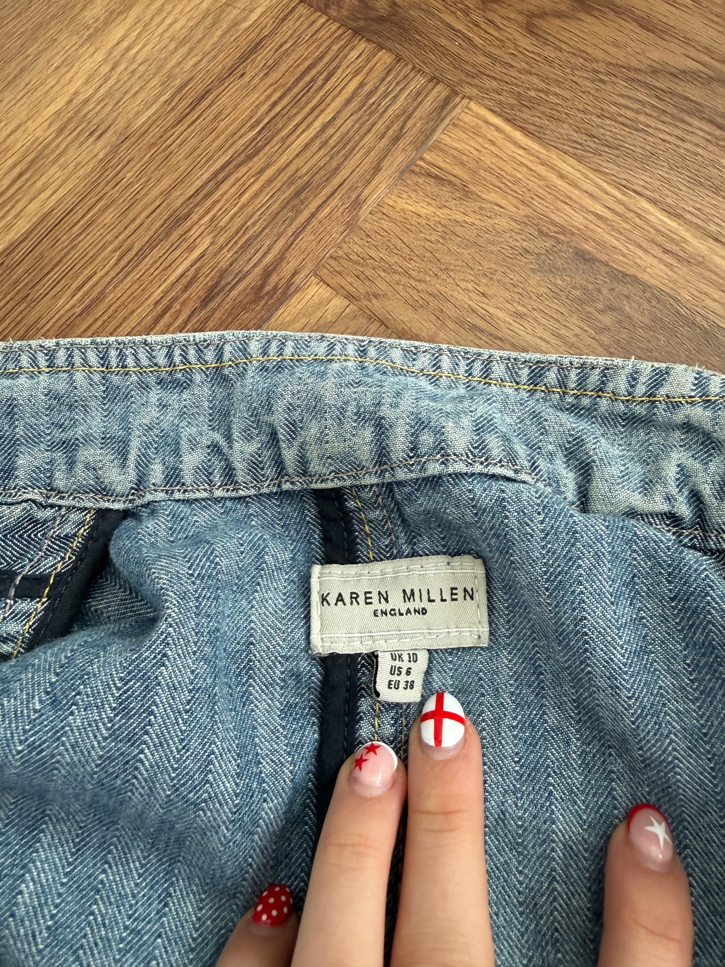 Karen Millen Denim Pinstripe Jacket (UK10)