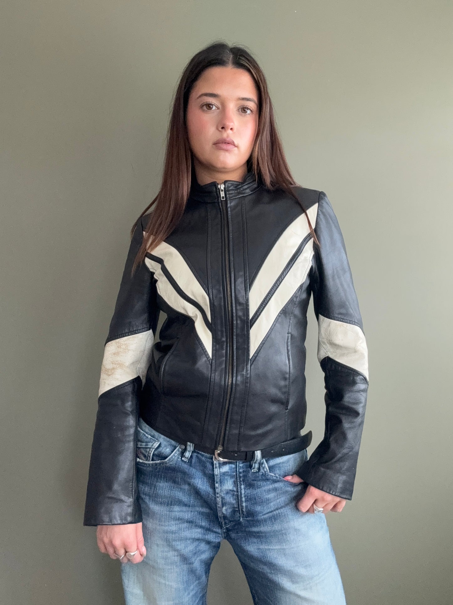 Leather Biker Jacket (M)