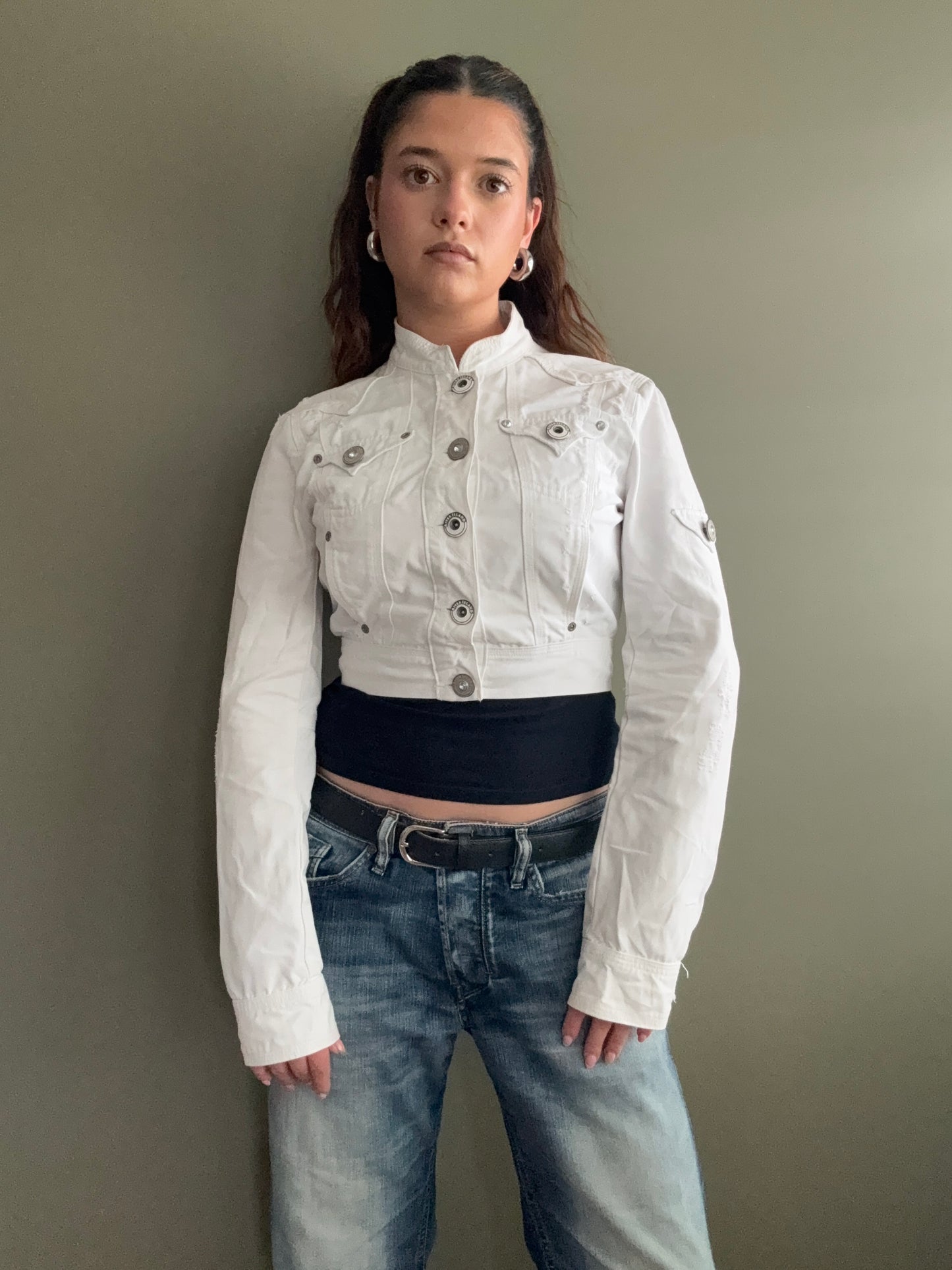 Y2K Cropped Denim Jacket (UK12)