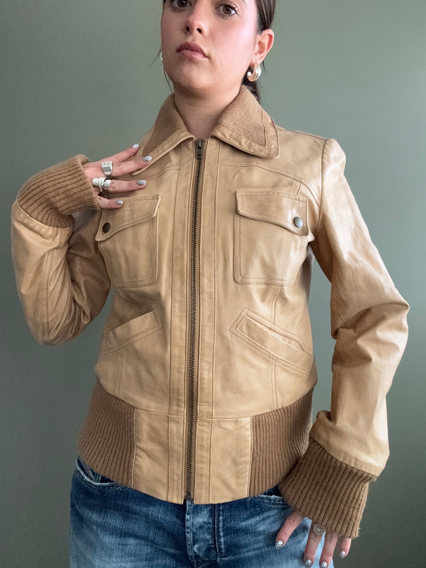 Tan Leather Jacket (M)