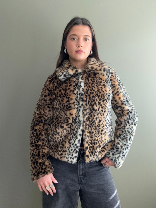 Leopard Faux Fur Jacket (UK8)