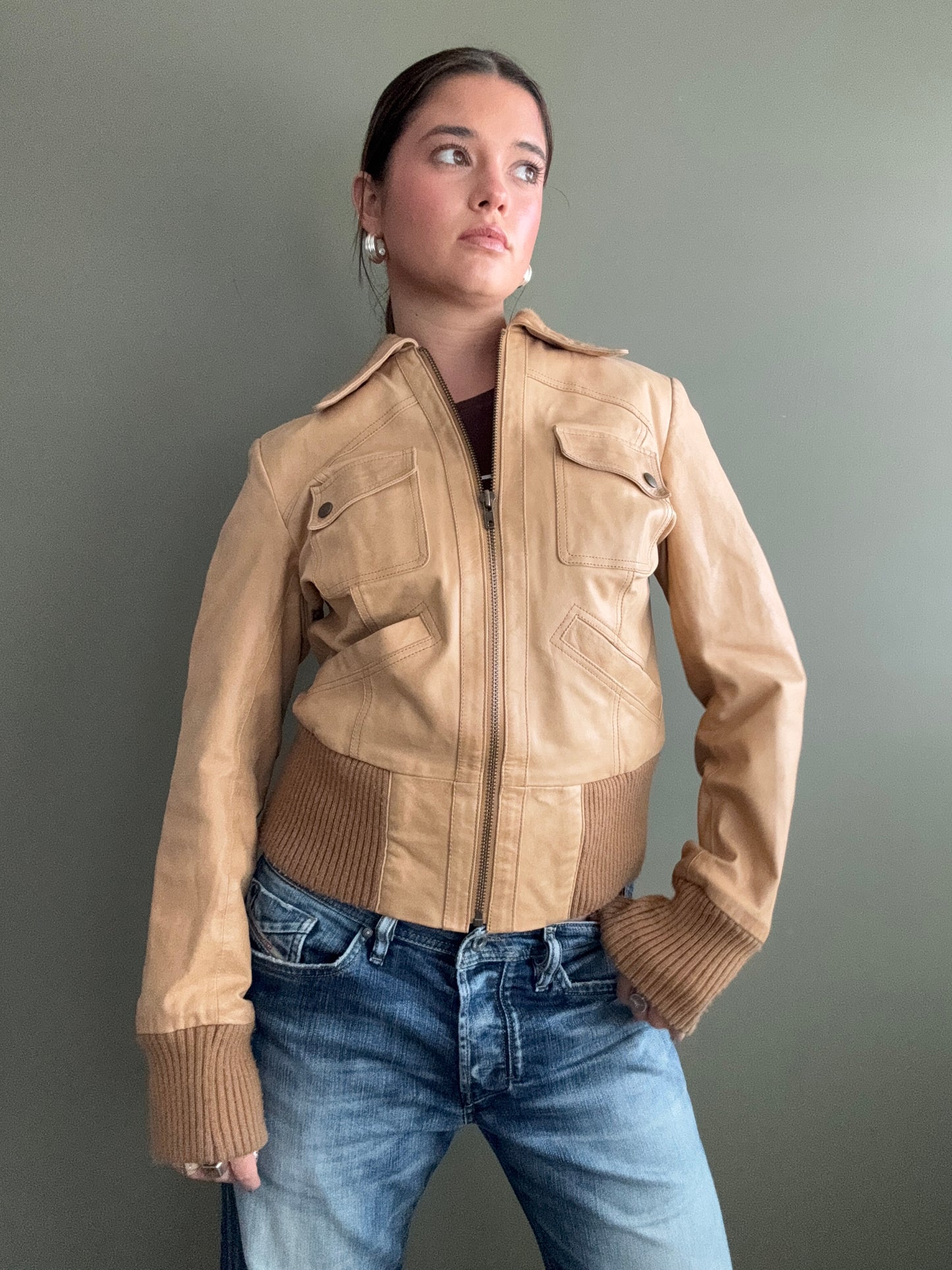Tan Leather Jacket (M)