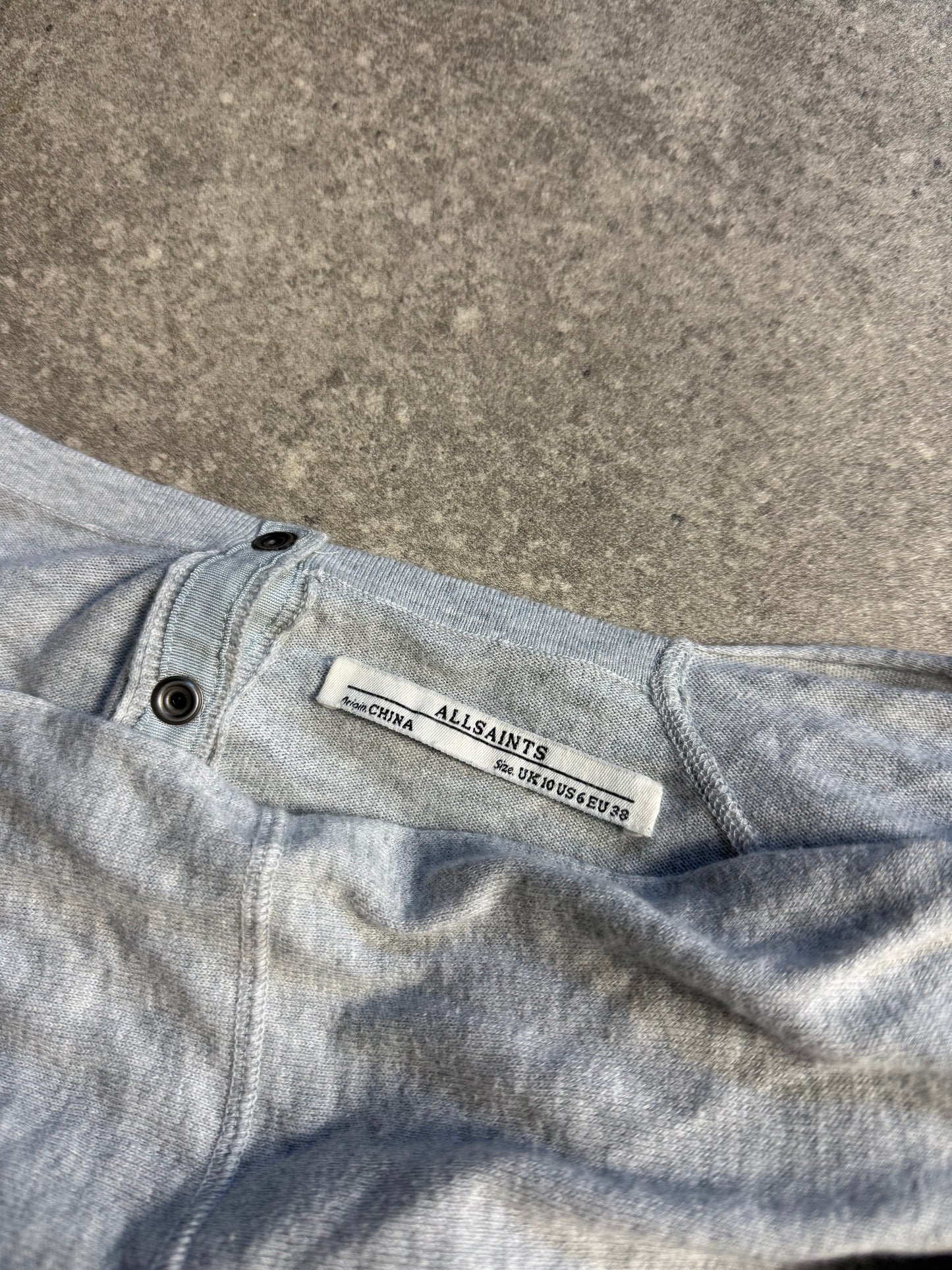 Allsaints Grey Batwing Button Up Jumper (UK10)