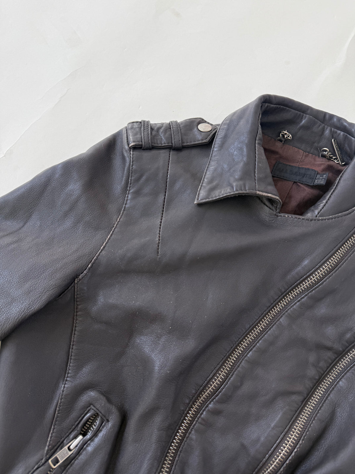Allsaints Leather Fitted Jacket (UK10)
