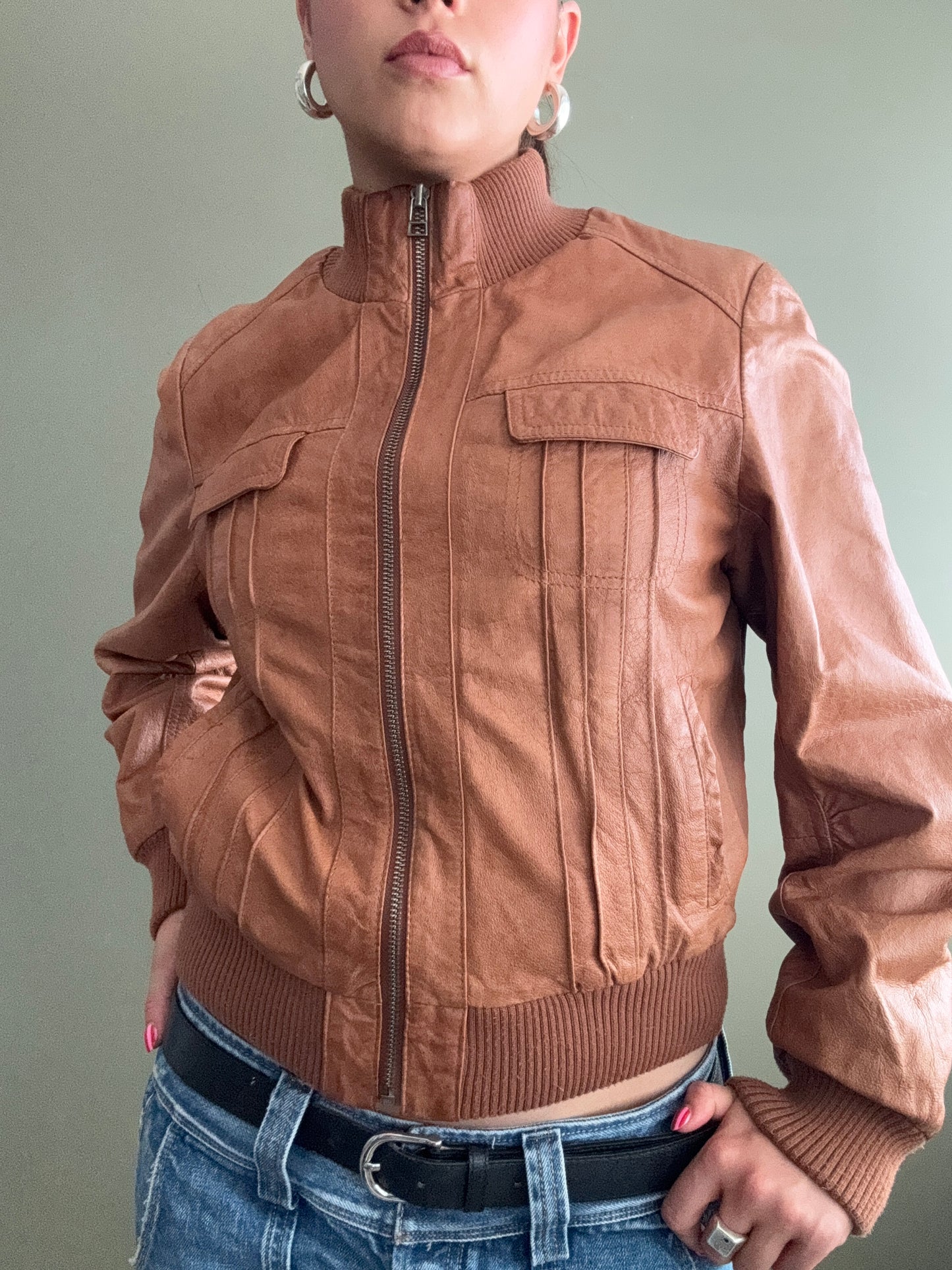 Tan Leather Jacket (UK14)