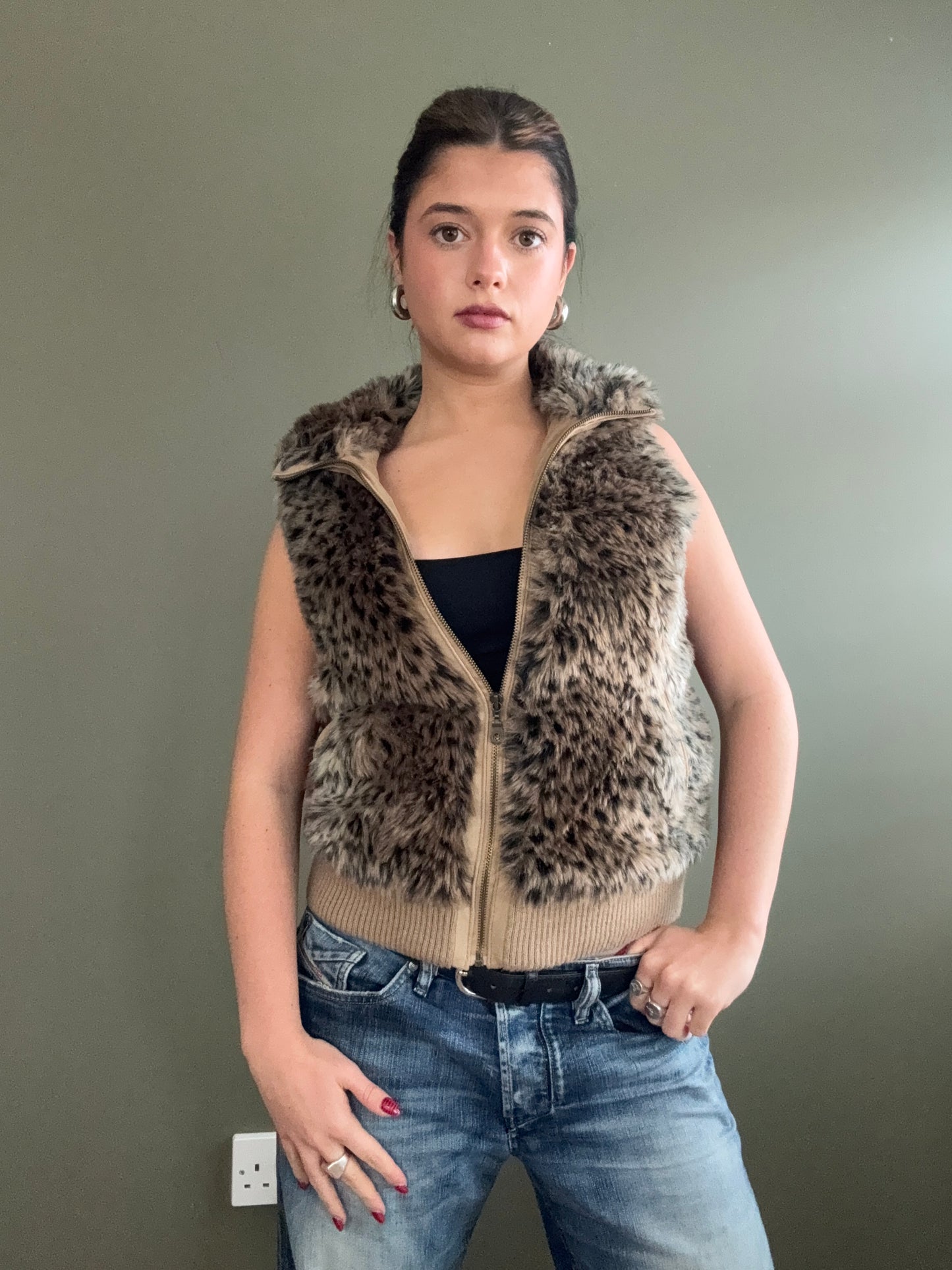 Faux Fur Leopard Gilet (UK12)