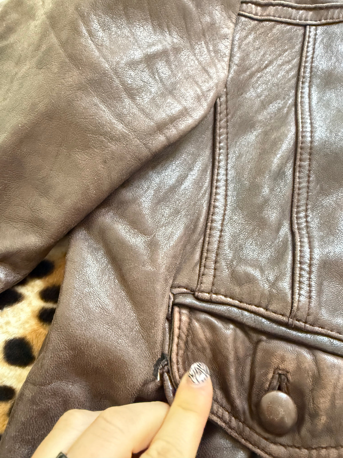 Vintage Brown Leather Bomber Jacket (UK12)