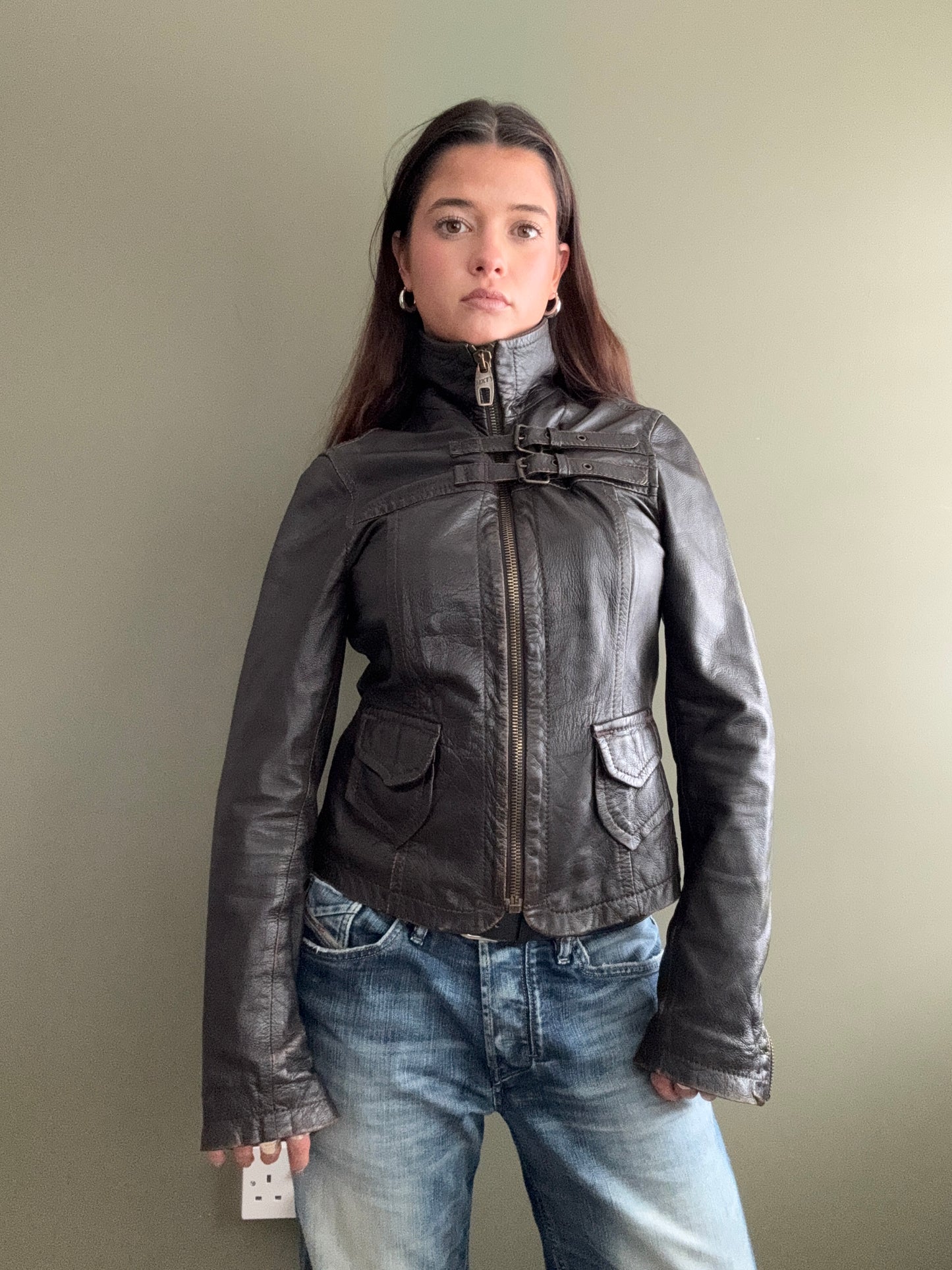 Miss Sixty Fitted Leather Jacket (M)