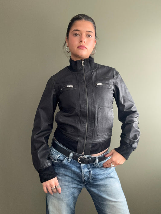 Leather Bomber Jacket (UK8)