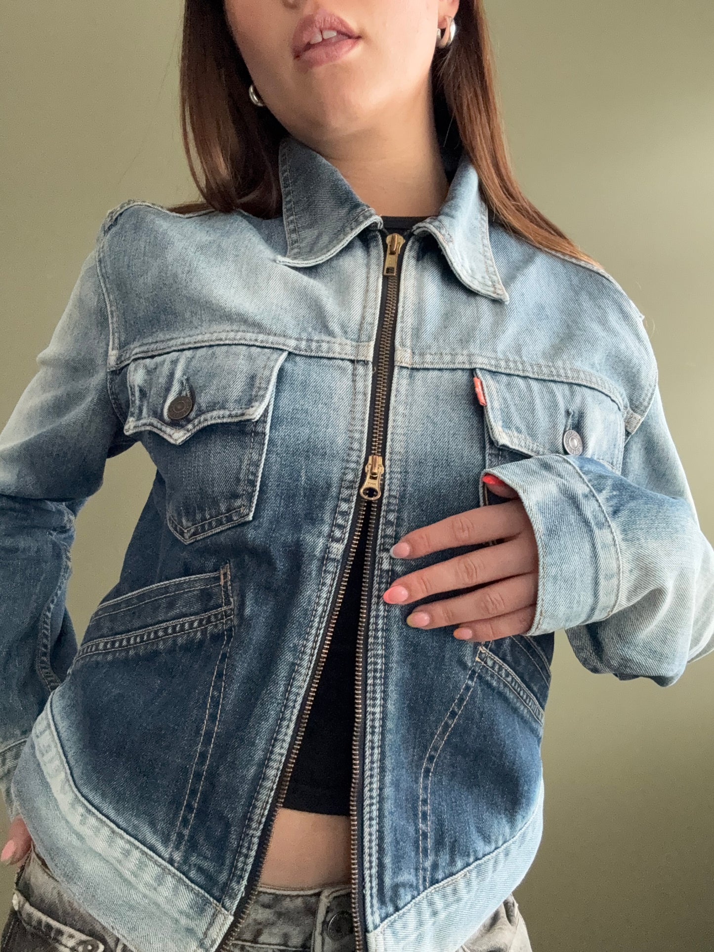 Levis Double Zip Denim Jacket (L)