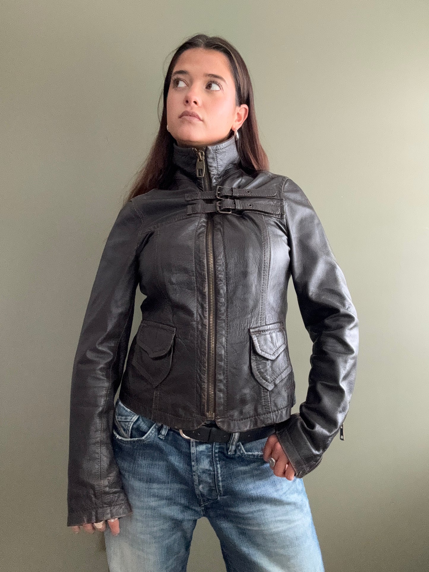 Miss Sixty Fitted Leather Jacket (M)