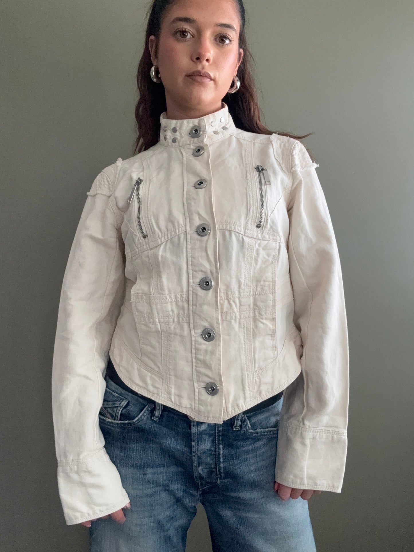 Y2K Cream Corset Jacket (UK14)